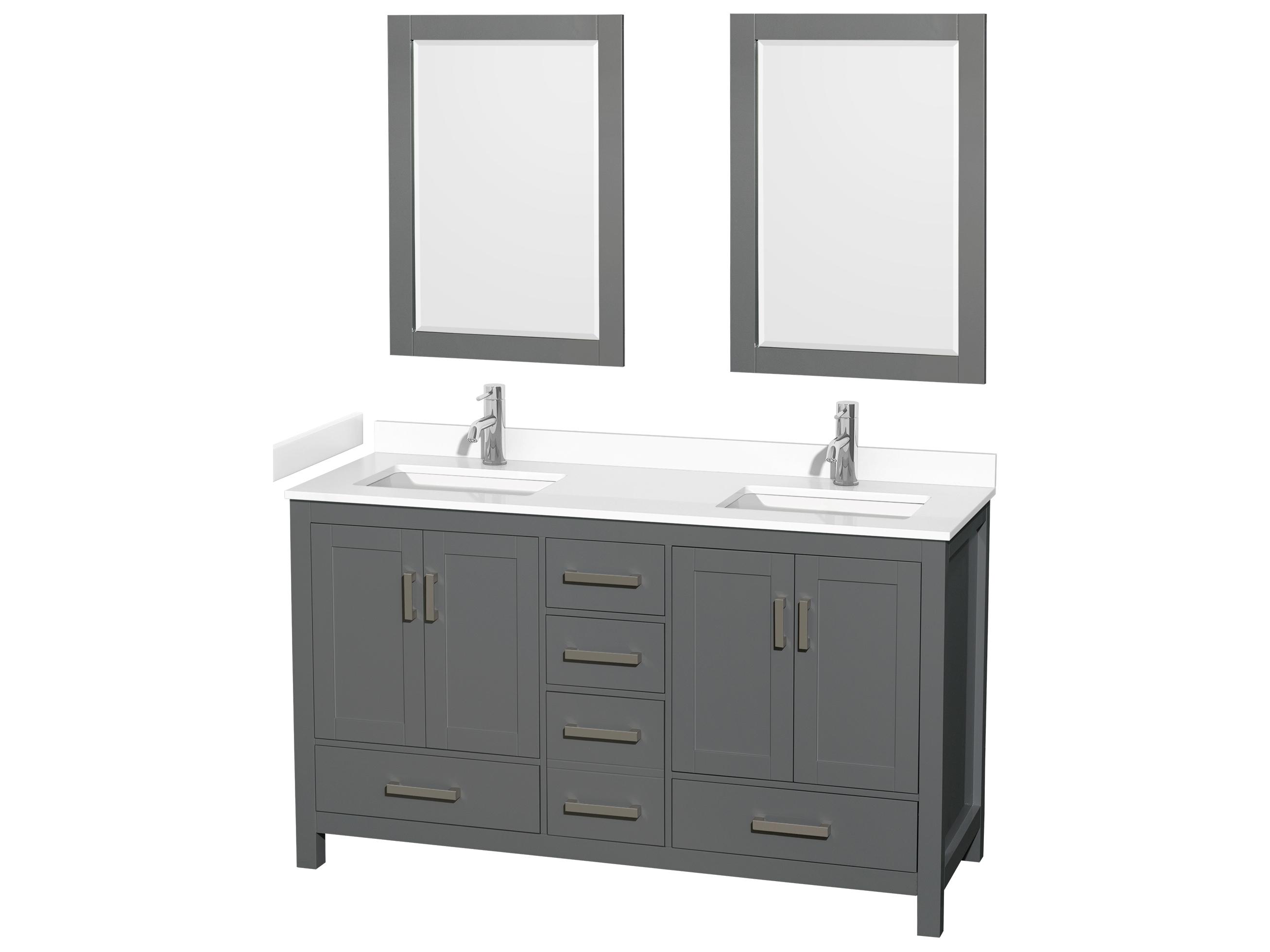 Wyndham Collection Sheffield 60" Dark Gray Vanity with 24" Mirror