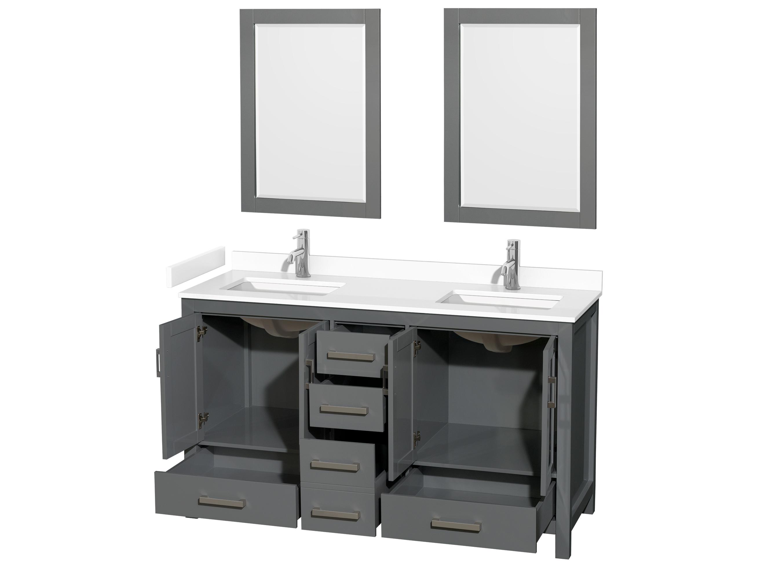 Wyndham Collection Sheffield 60" Dark Gray Vanity with 24" Mirror