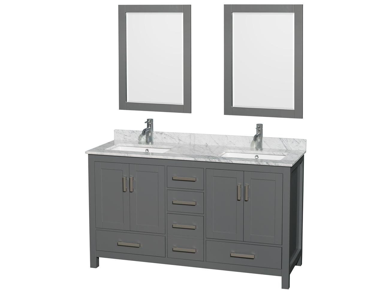 Wyndham Collection Sheffield 60" Dark Gray Vanity with 24" Mirror