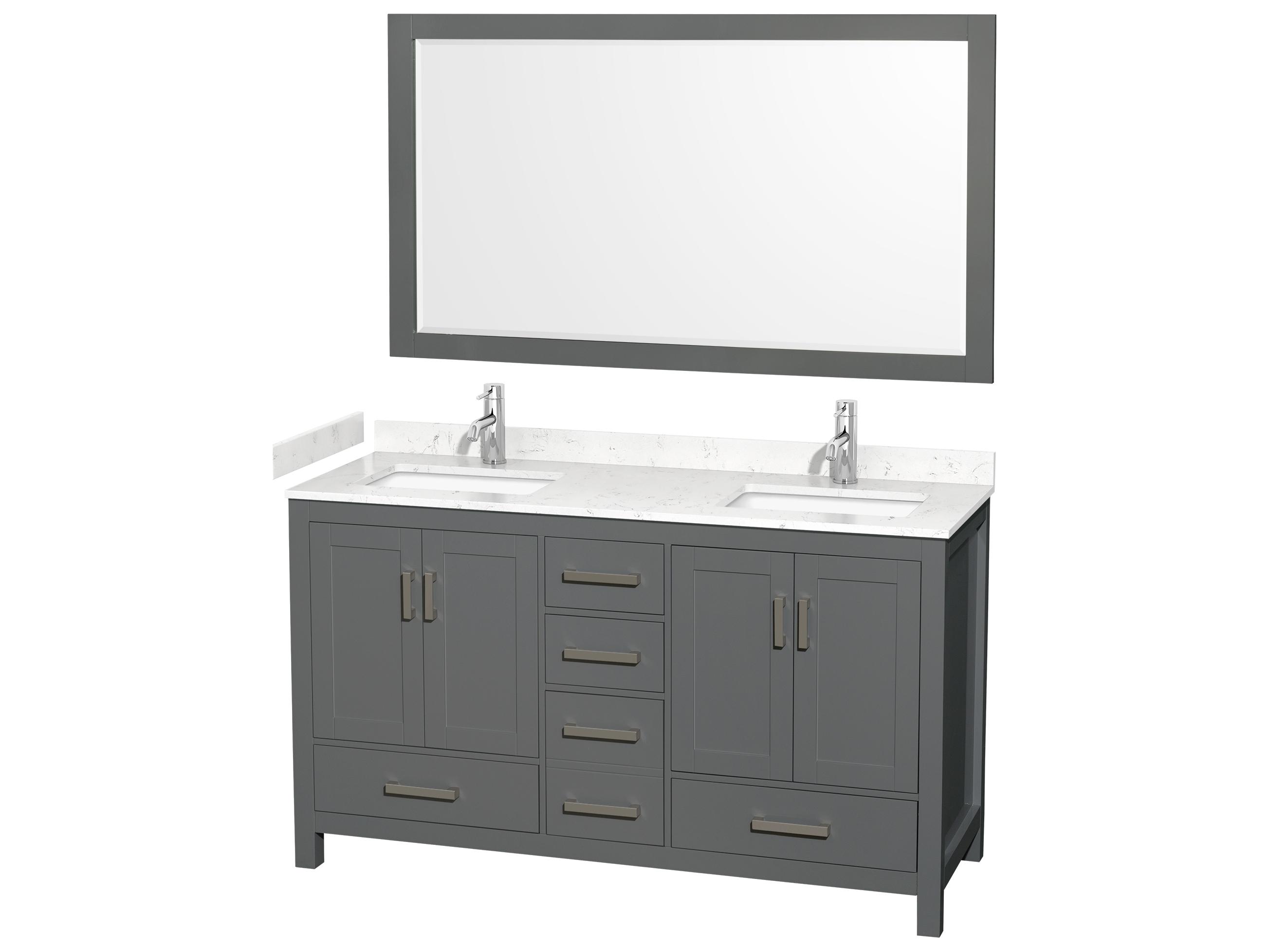 Wyndham Collection Sheffield 60" Dark Gray Vanity with 58" Mirror