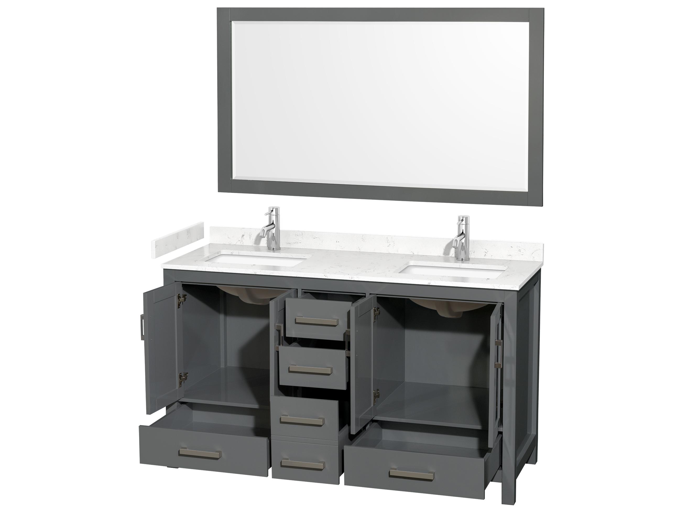 Wyndham Collection Sheffield 60" Dark Gray Vanity with 58" Mirror