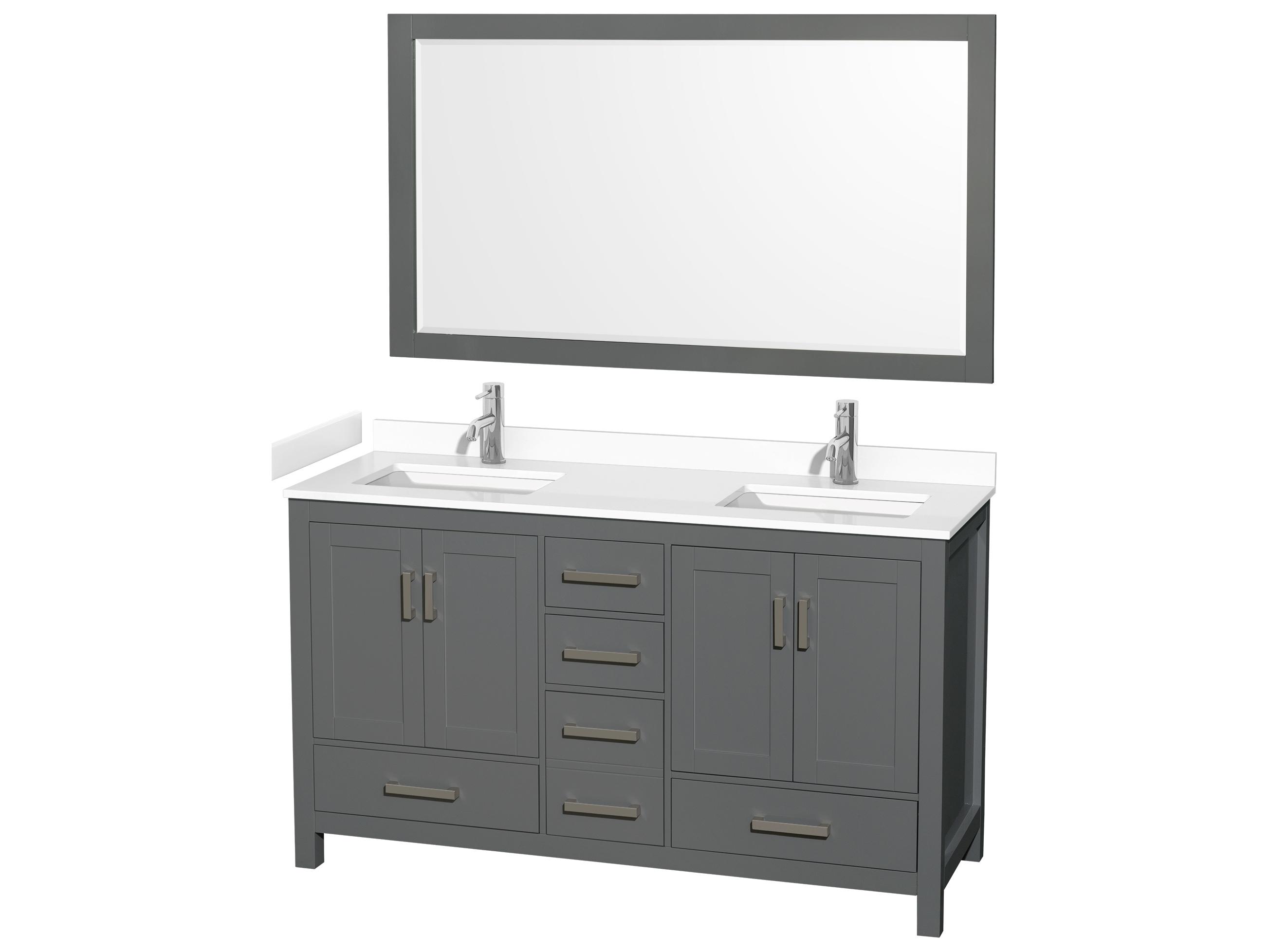 Wyndham Collection Sheffield 60" Dark Gray Vanity with 58" Mirror