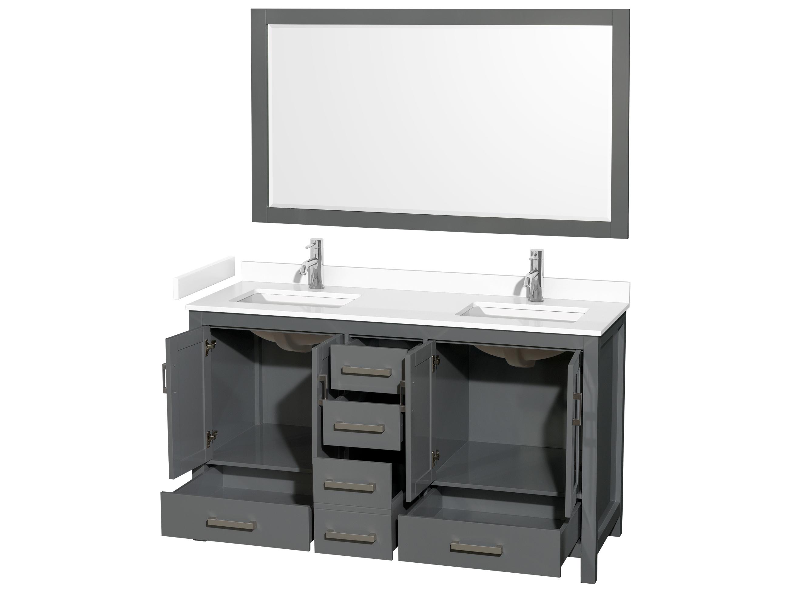 Wyndham Collection Sheffield 60" Dark Gray Vanity with 58" Mirror