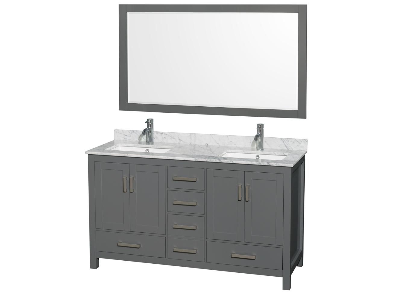 Wyndham Collection Sheffield 60" Dark Gray Vanity with 58" Mirror
