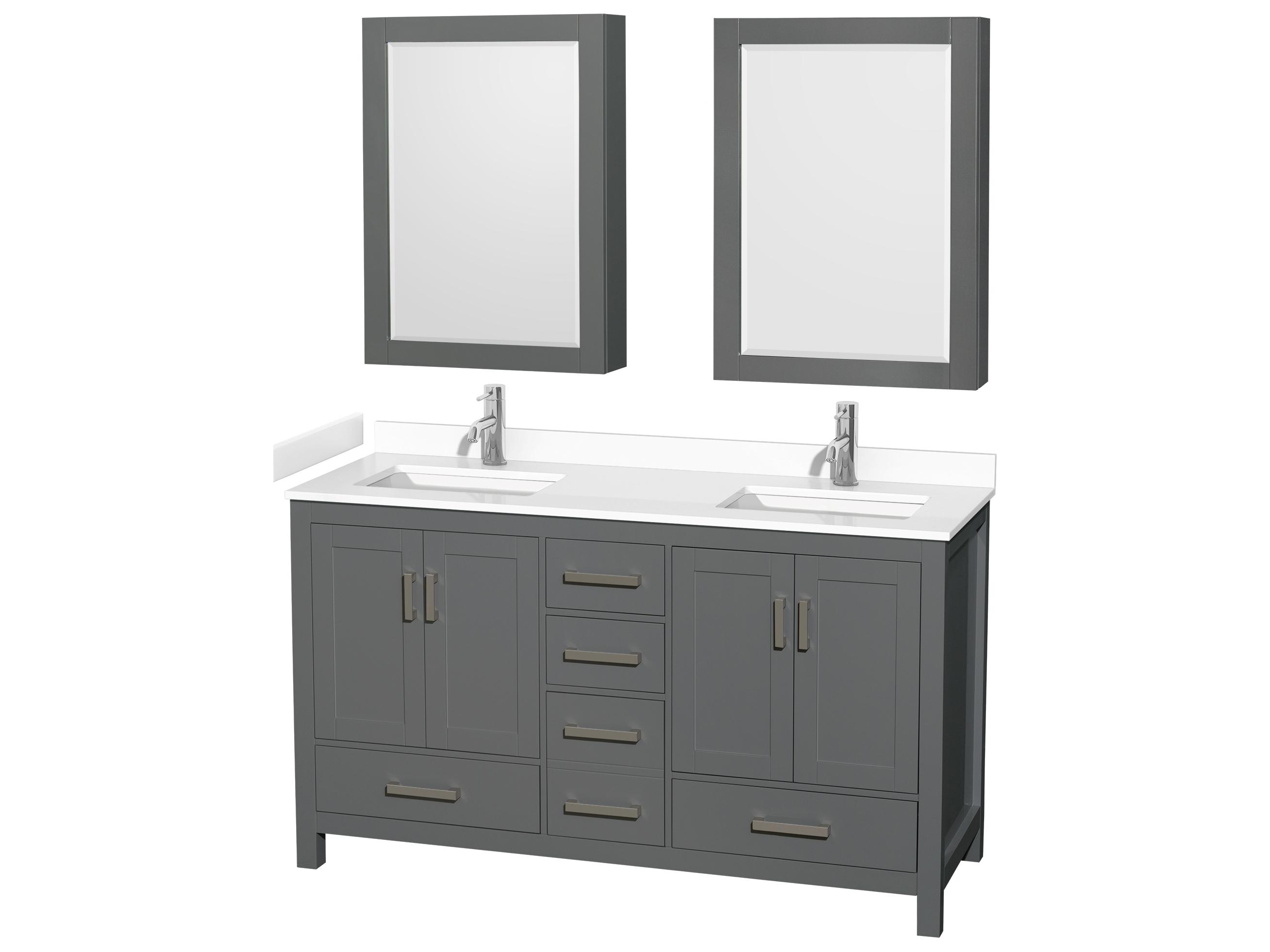 Wyndham Collection Sheffield 60" Dark Gray Vanity with Medicine Cabinet