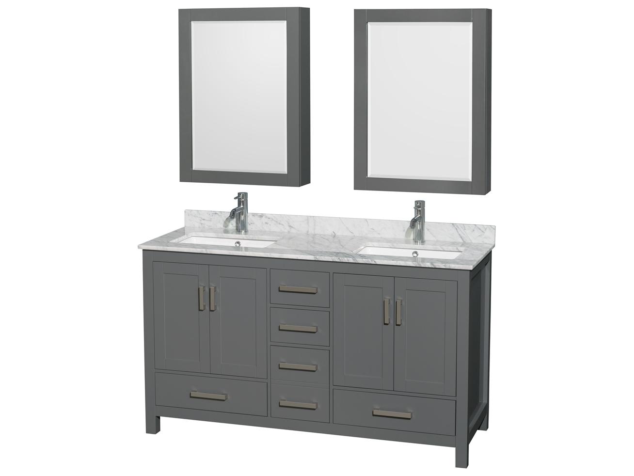 Wyndham Collection Sheffield 60" Dark Gray Vanity with Medicine Cabinet