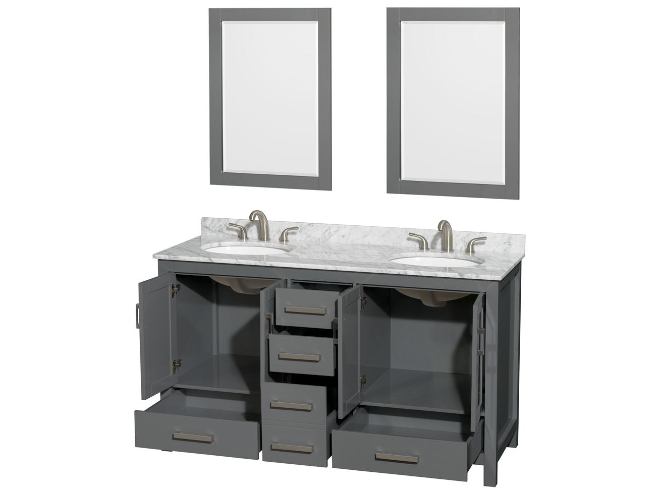 Wyndham Collection Sheffield 60" Dark Gray Vanity