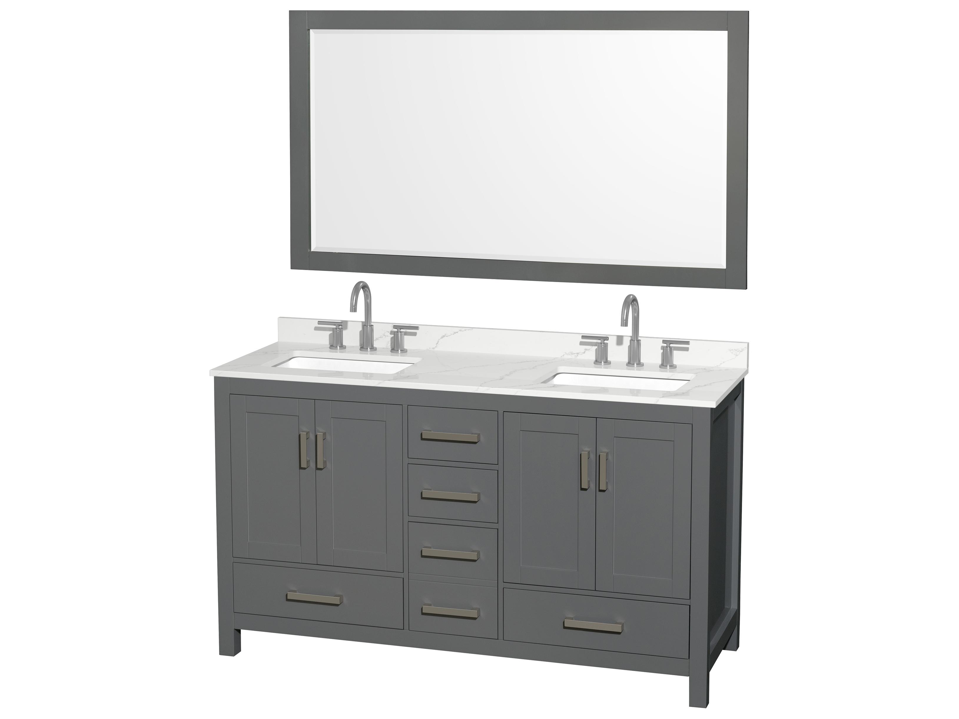 Wyndham Collection Sheffield 60" Dark Gray Vanity with 58" Mirror