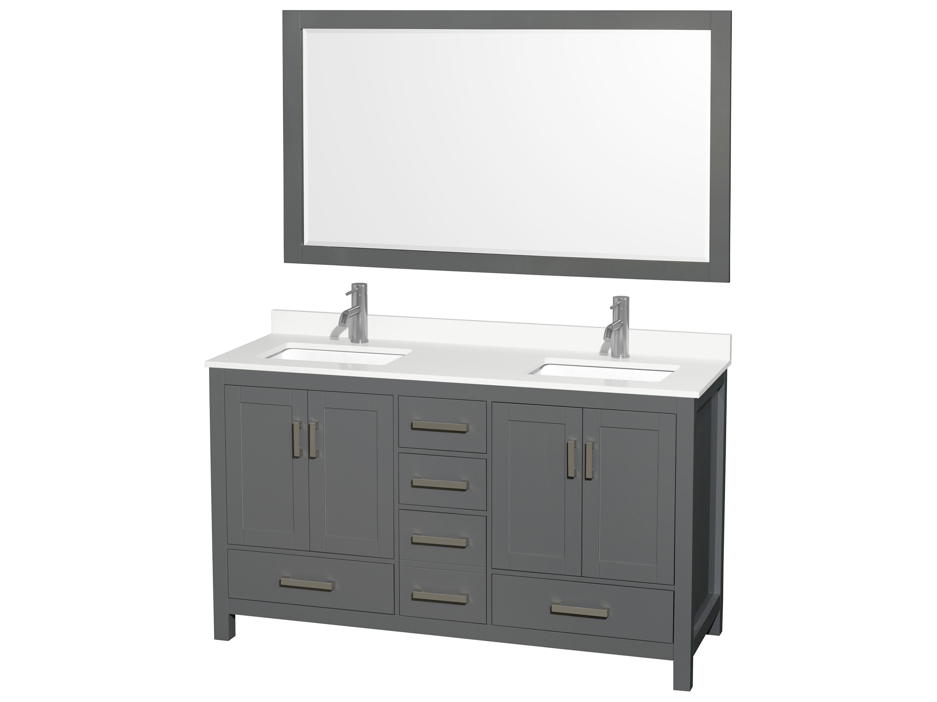 Wyndham Collection Sheffield 60" Dark Gray Vanity with 58" Mirror