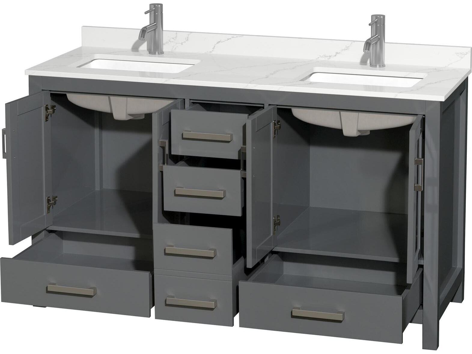 Wyndham Collection Sheffield 60" Dark Gray Vanity