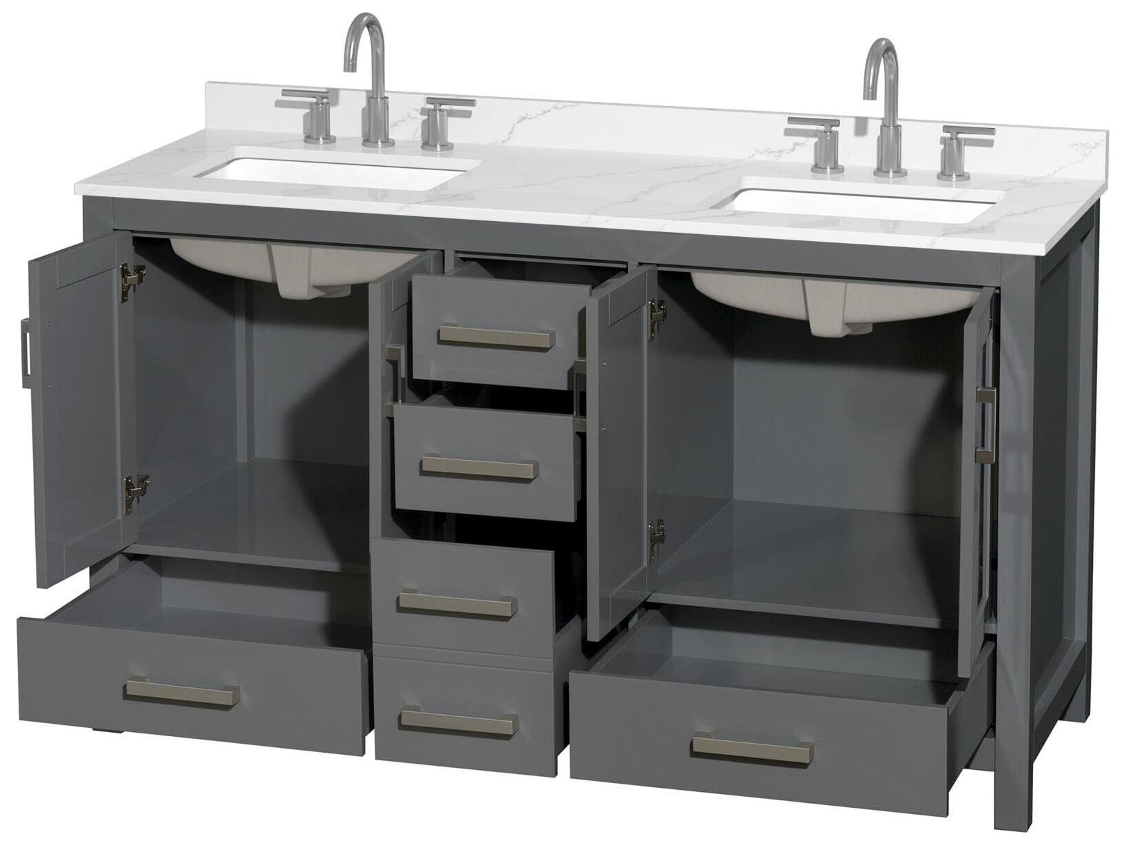 Wyndham Collection Sheffield 60" Dark Gray Vanity