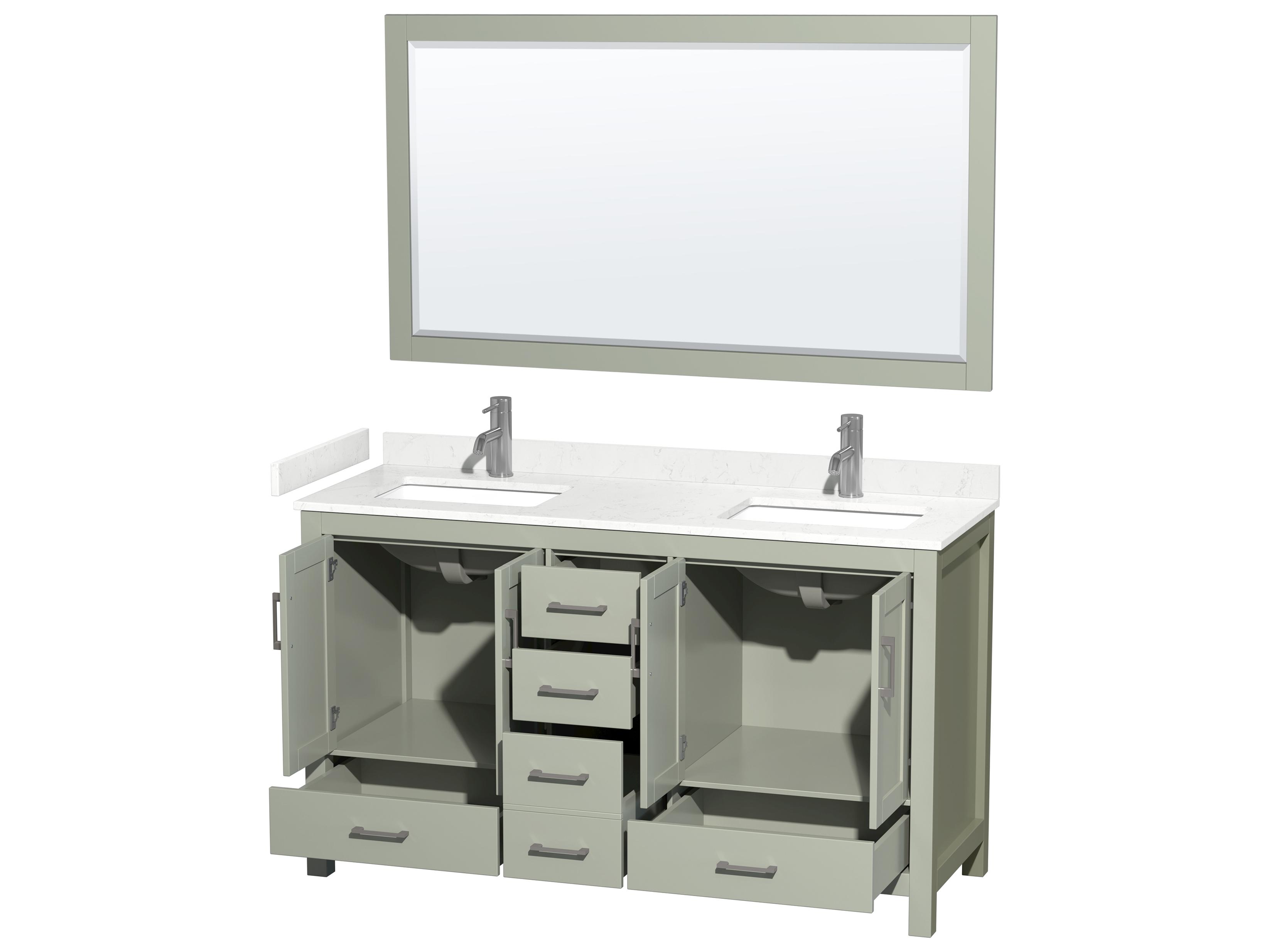 Wyndham Collection Sheffield 60" Light Green Vanity with 58" Mirror
