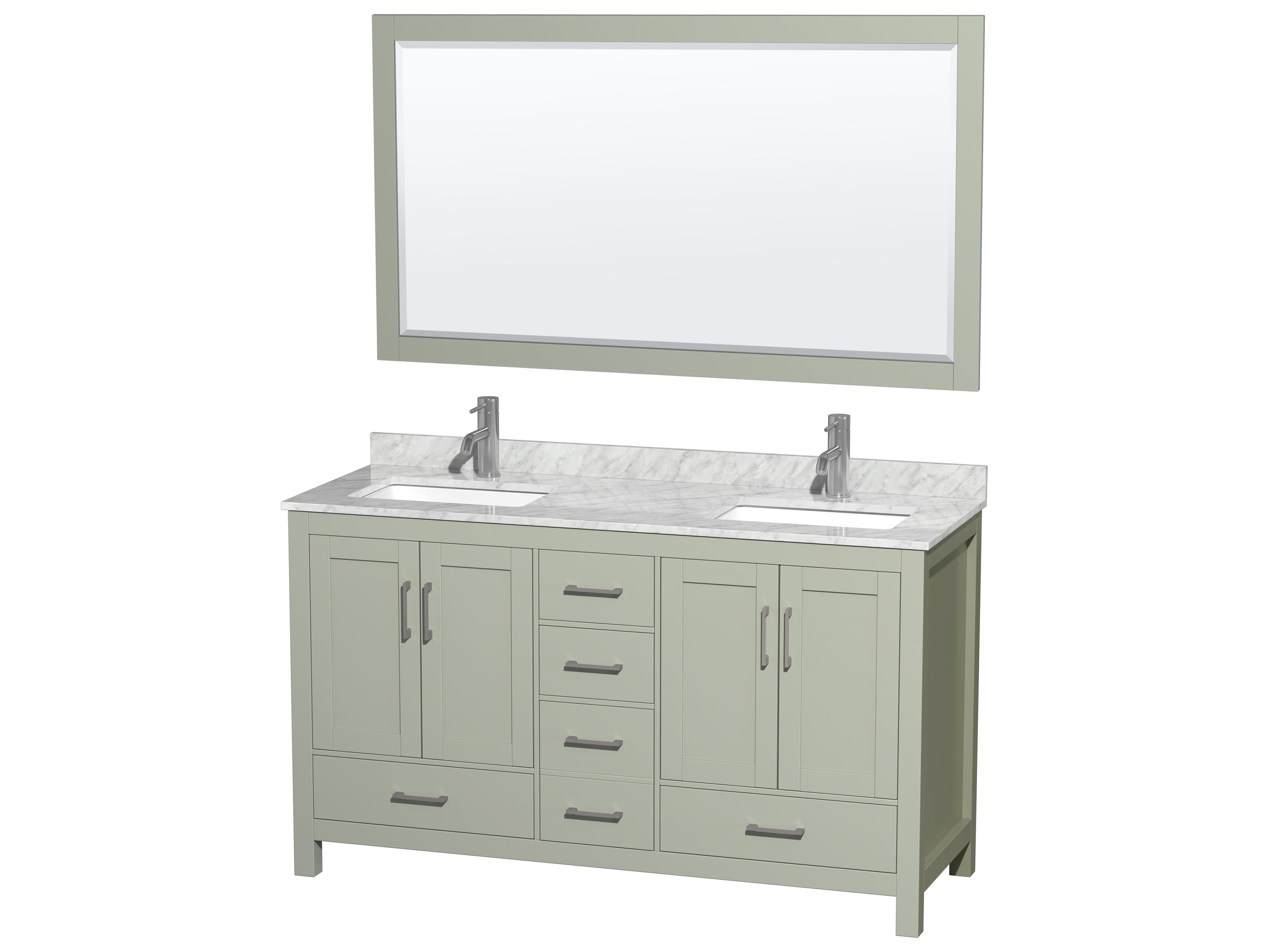 Wyndham Collection Sheffield 60" Light Green Vanity with 58" Mirror