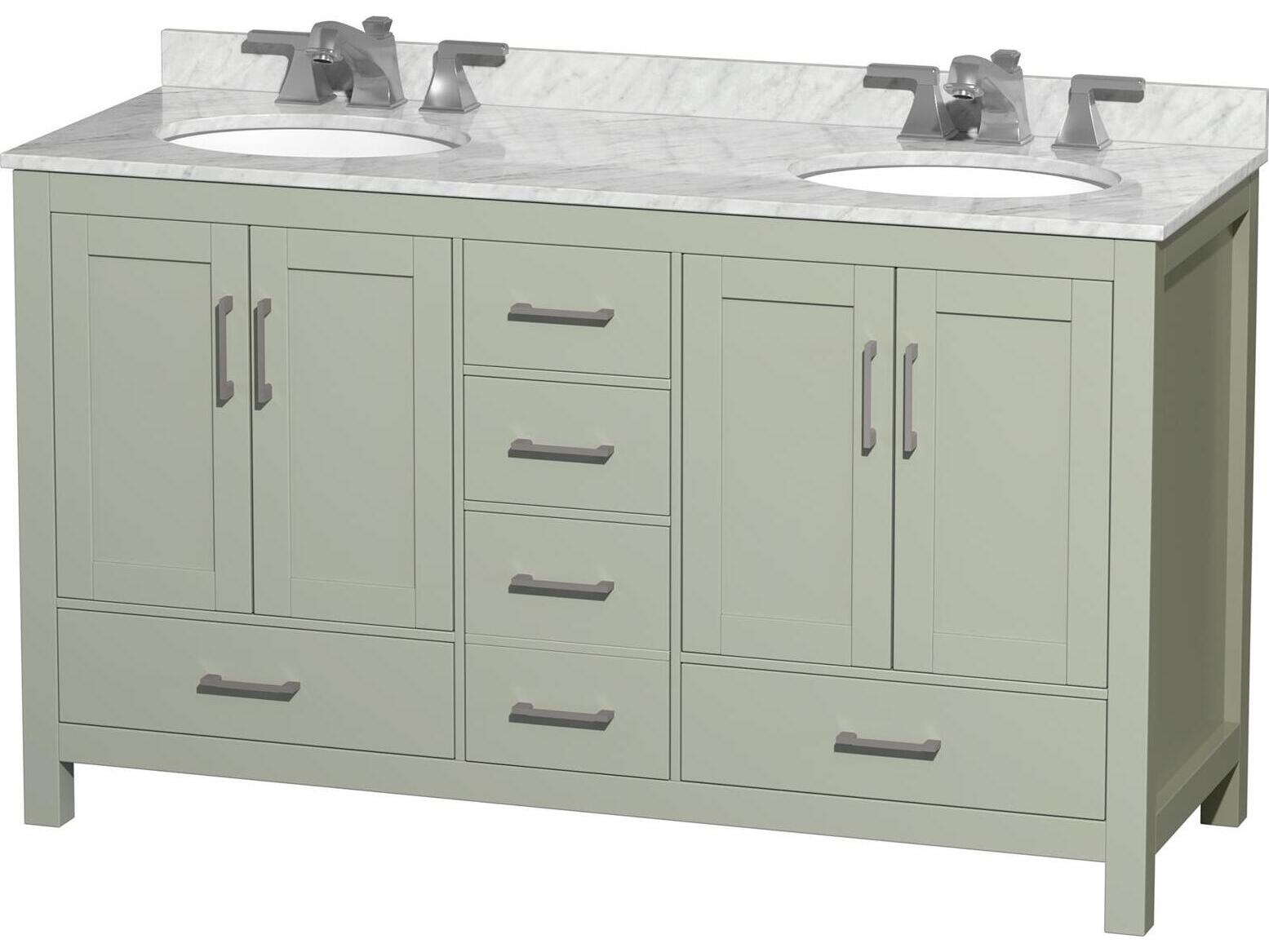 Wyndham Collection Sheffield 60" Light Green Vanity