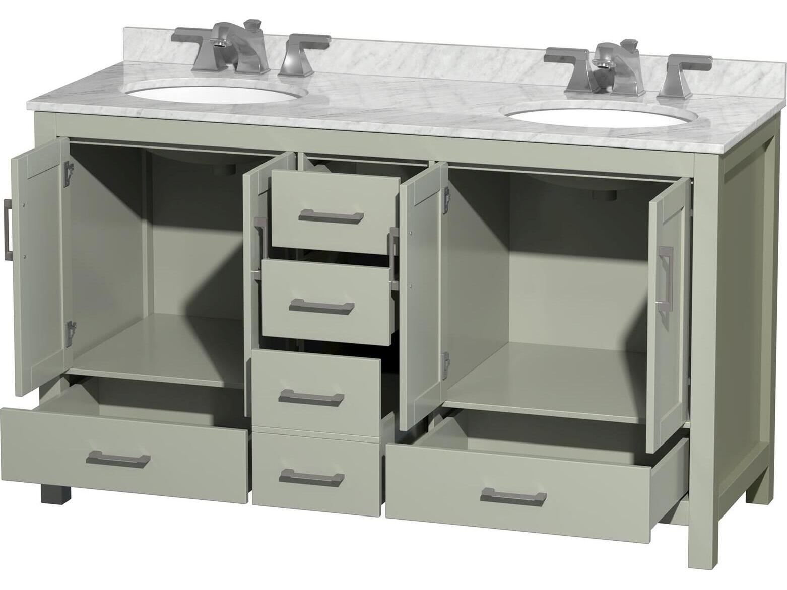 Wyndham Collection Sheffield 60" Light Green Vanity