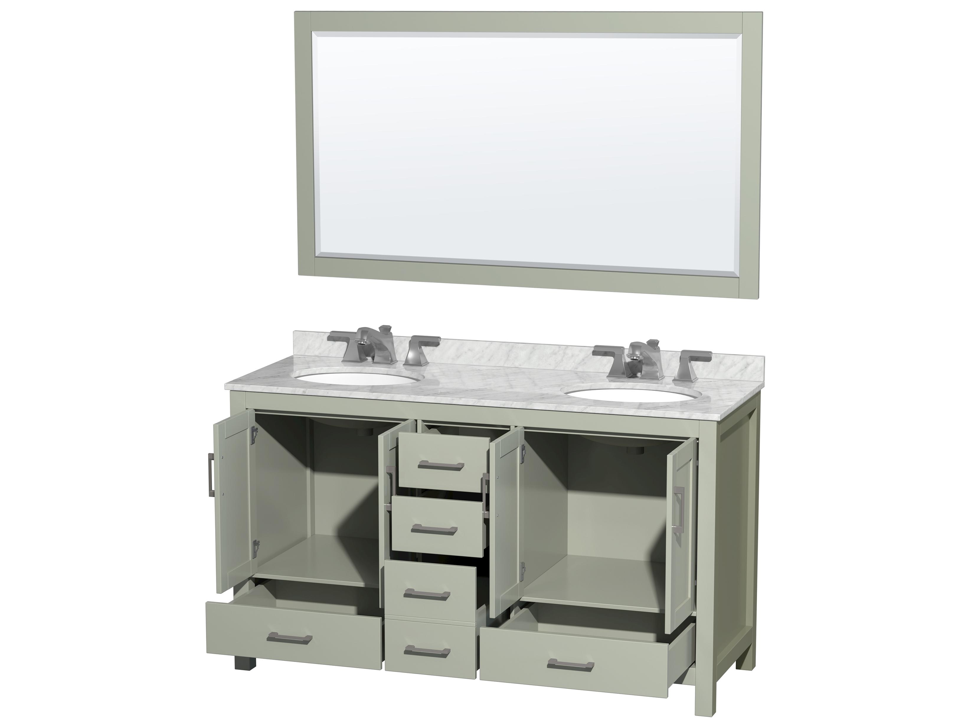 Wyndham Collection Sheffield 60" Light Green Vanity