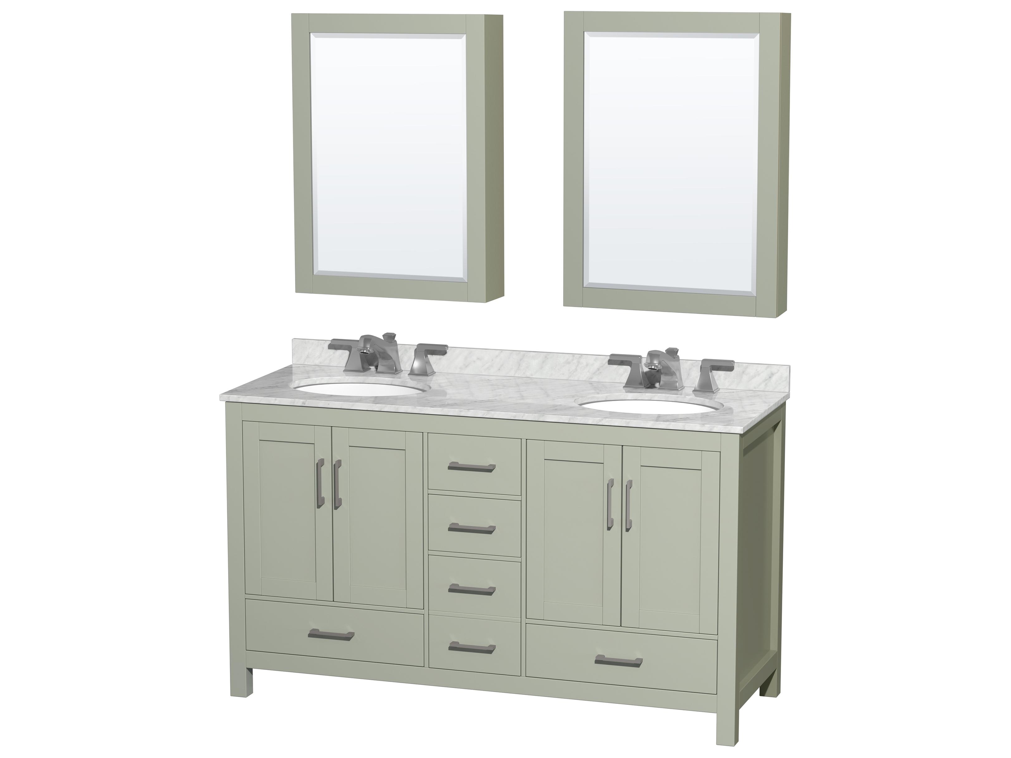 Wyndham Collection Sheffield 60" Light Green Vanity