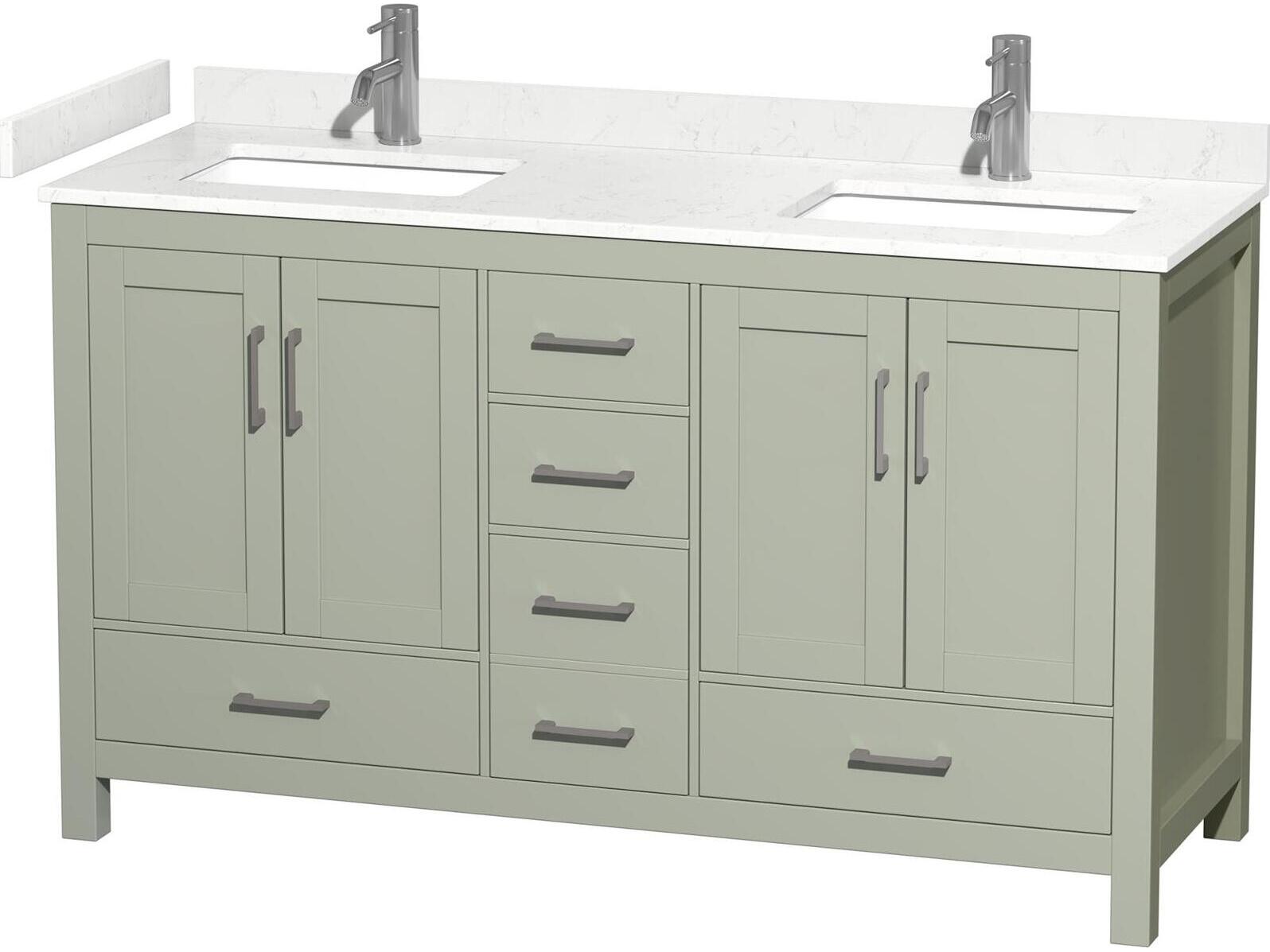 Wyndham Collection Sheffield 60" Light Green Vanity