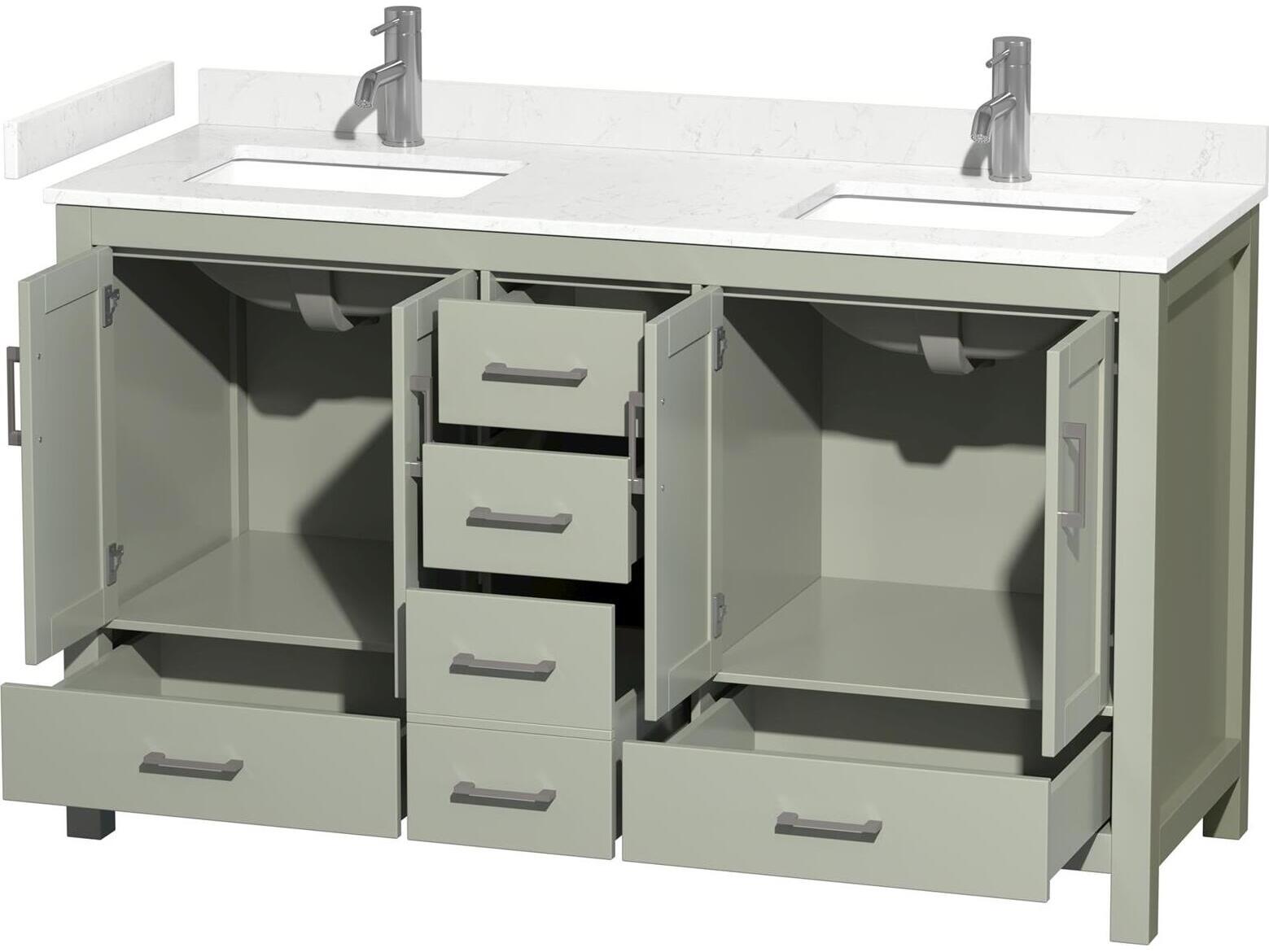 Wyndham Collection Sheffield 60" Light Green Vanity