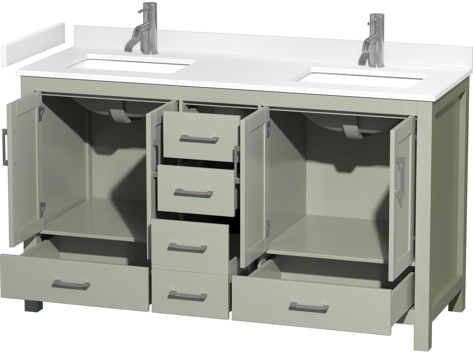 Wyndham Collection Sheffield 60" Light Green Vanity