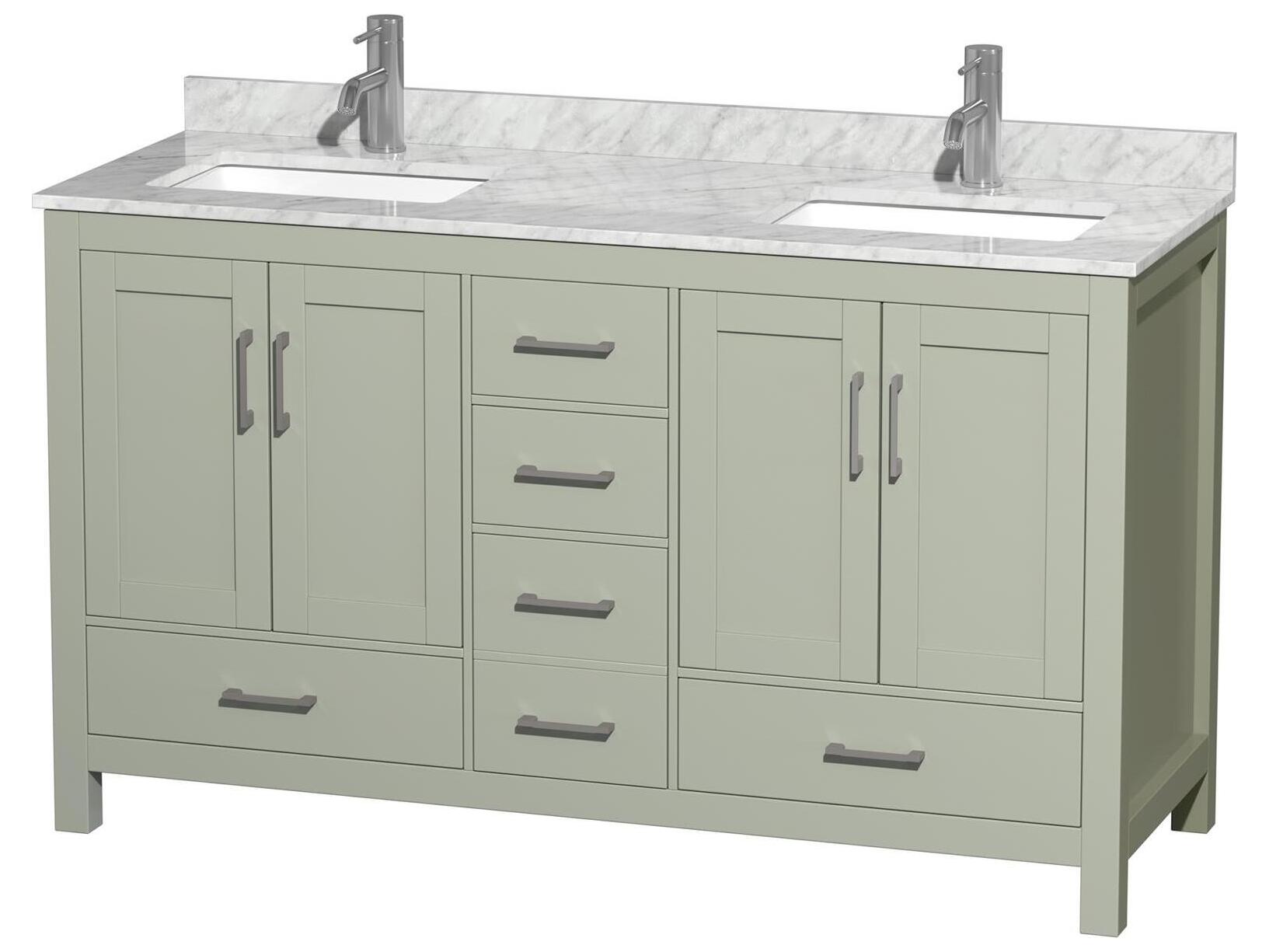 Wyndham Collection Sheffield 60" Light Green Vanity