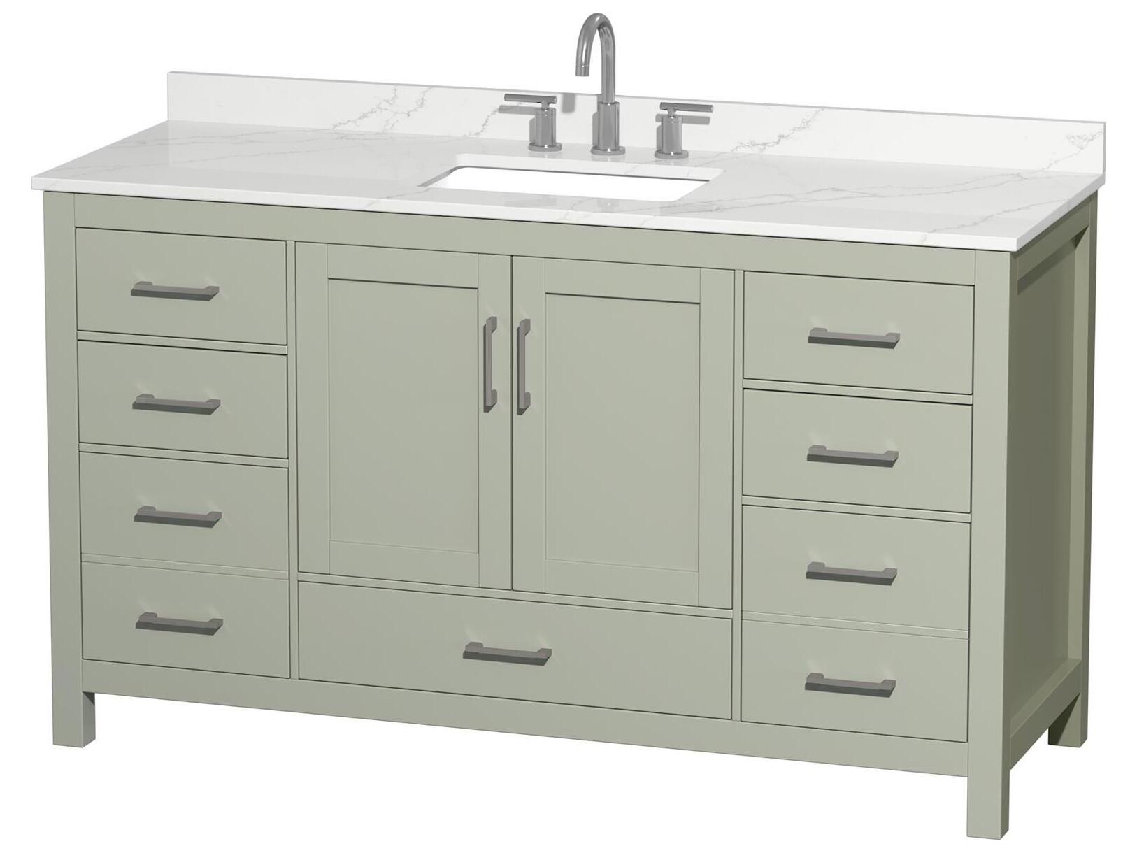 Wyndham Collection Sheffield 60" Light Green Vanity