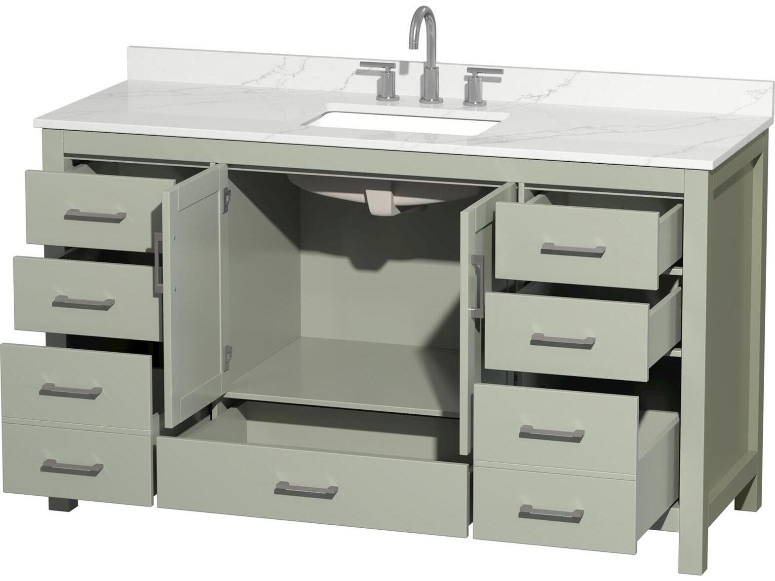 Wyndham Collection Sheffield 60" Light Green Vanity