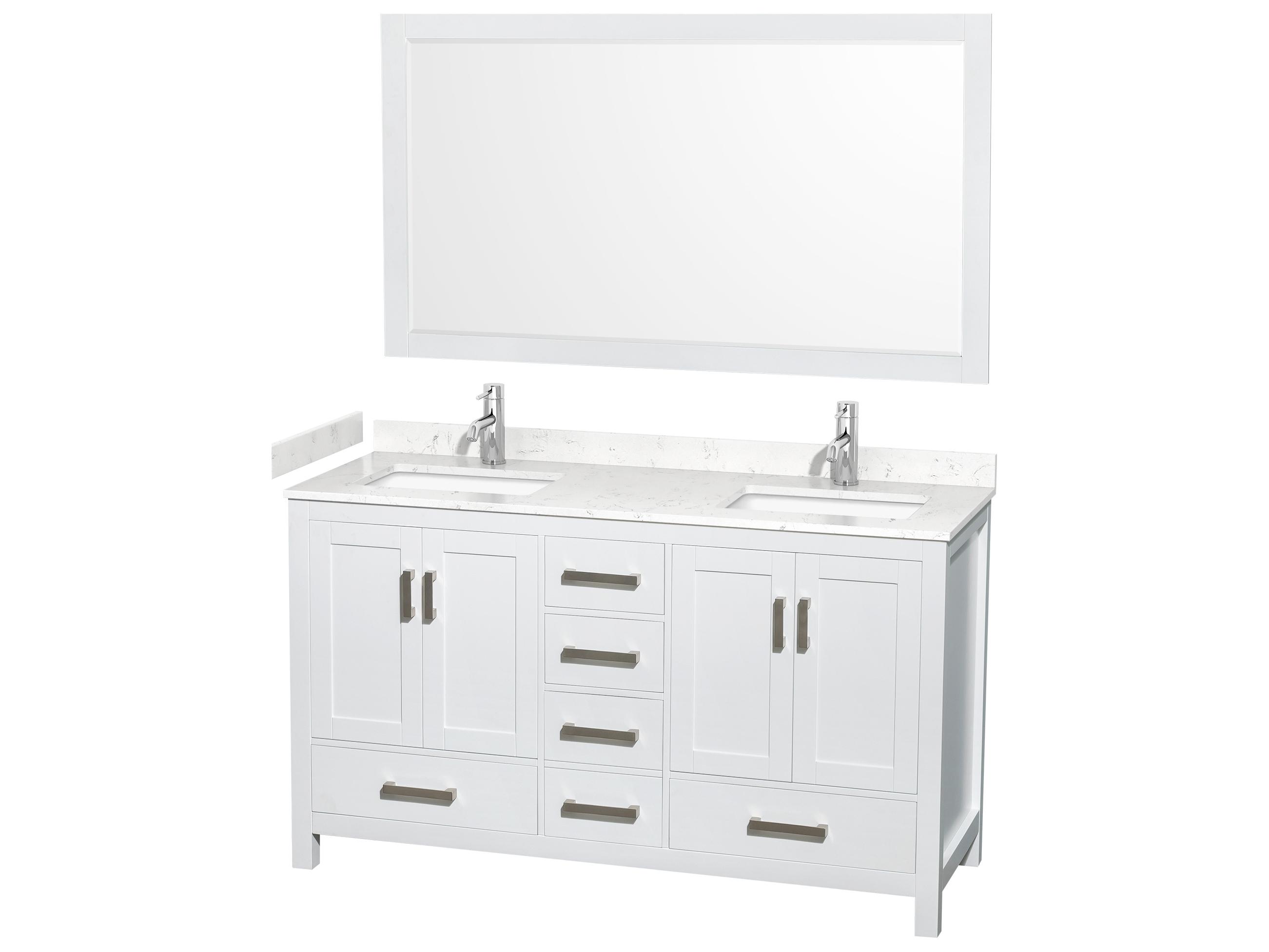 Wyndham Collection Sheffield 60" White Vanity with 58" Mirror