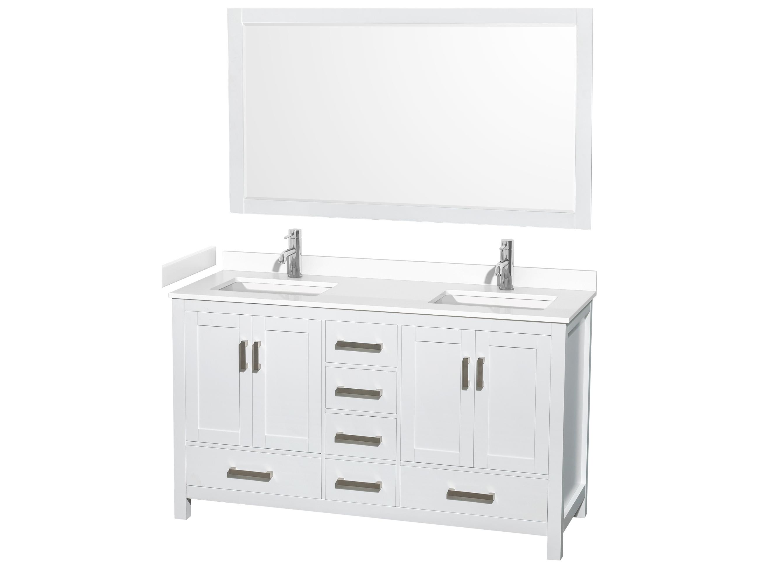 Wyndham Collection Sheffield 60" White Vanity with 58" Mirror