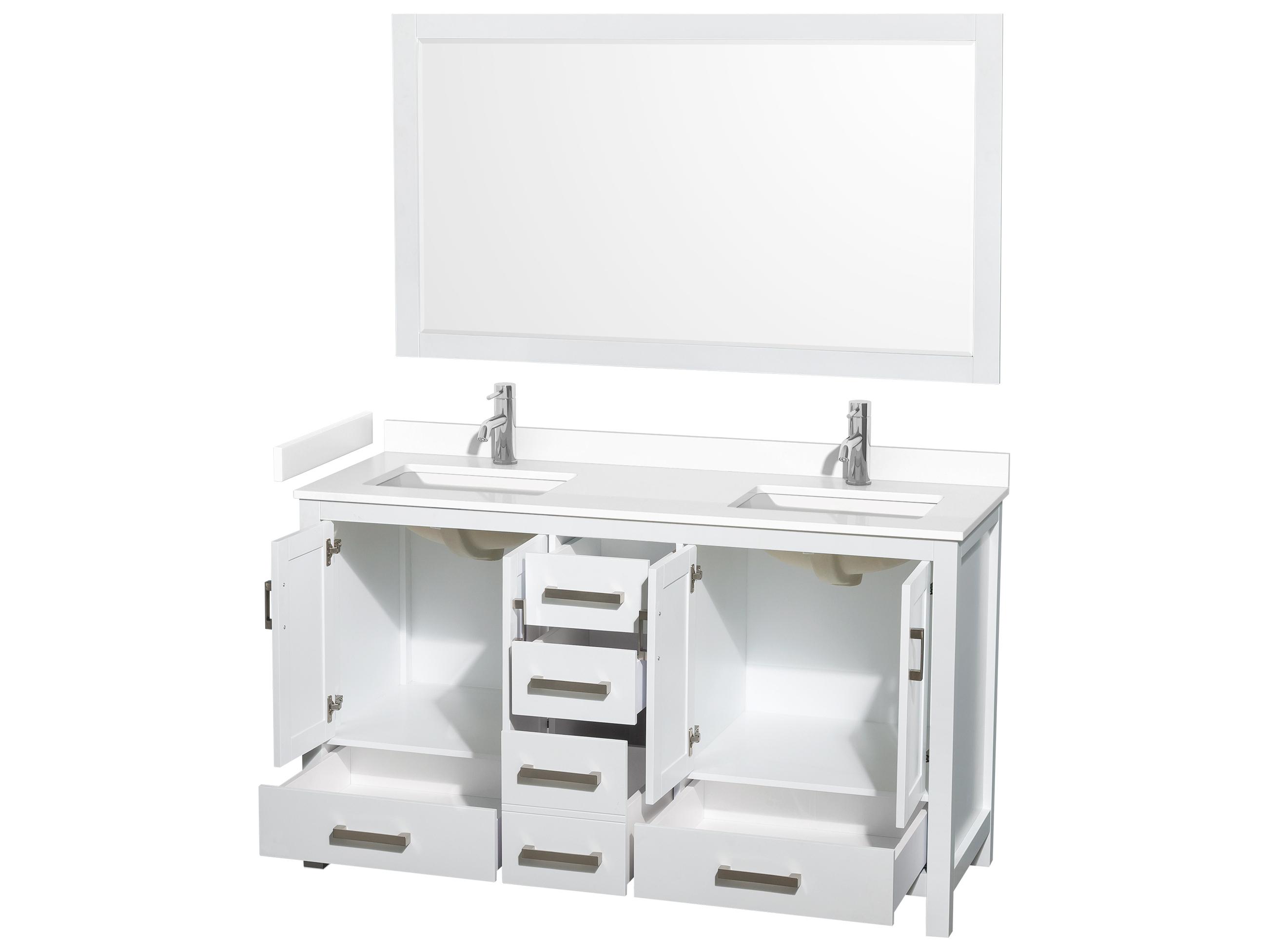 Wyndham Collection Sheffield 60" White Vanity with 58" Mirror