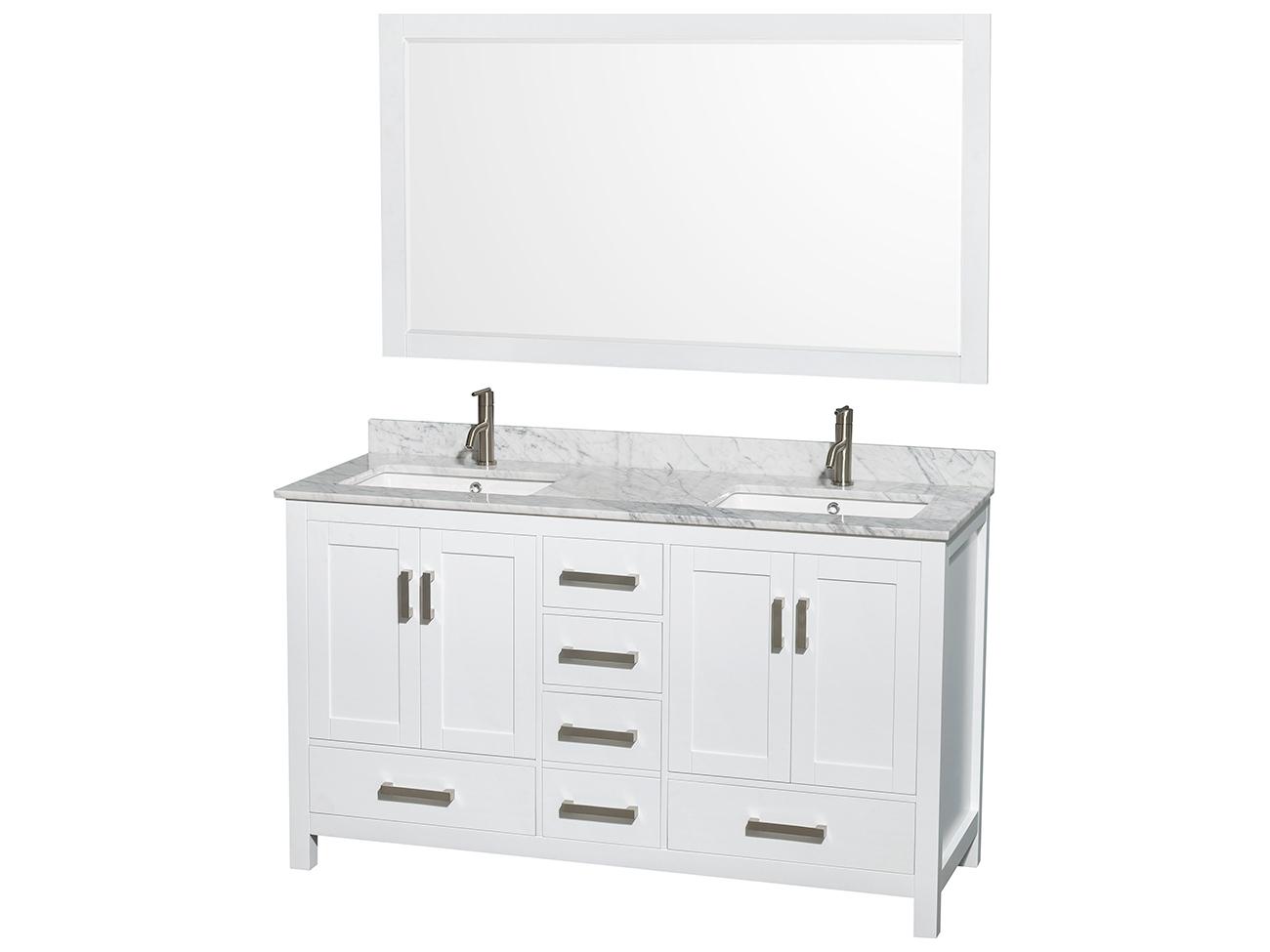 Wyndham Collection Sheffield 60" White Vanity with 58" Mirror