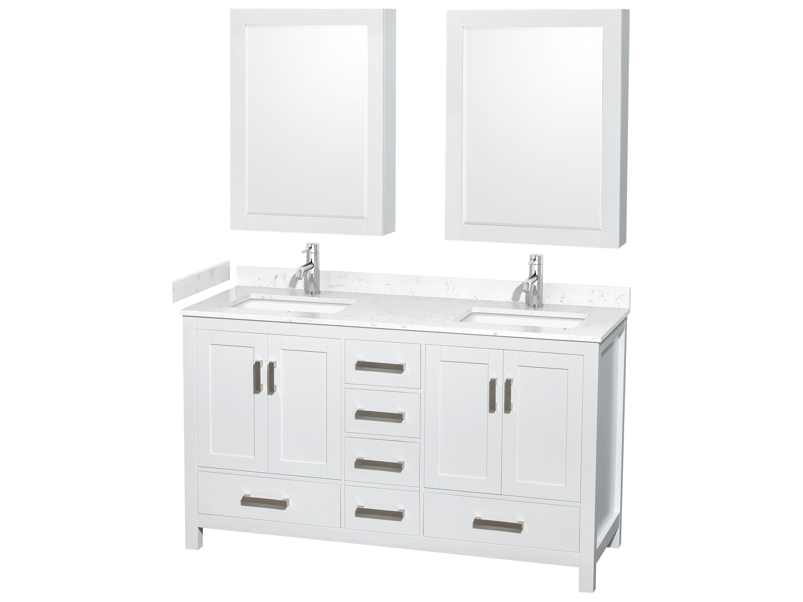 Wyndham Collection Sheffield 60" White Vanity with Medicine Cabinet