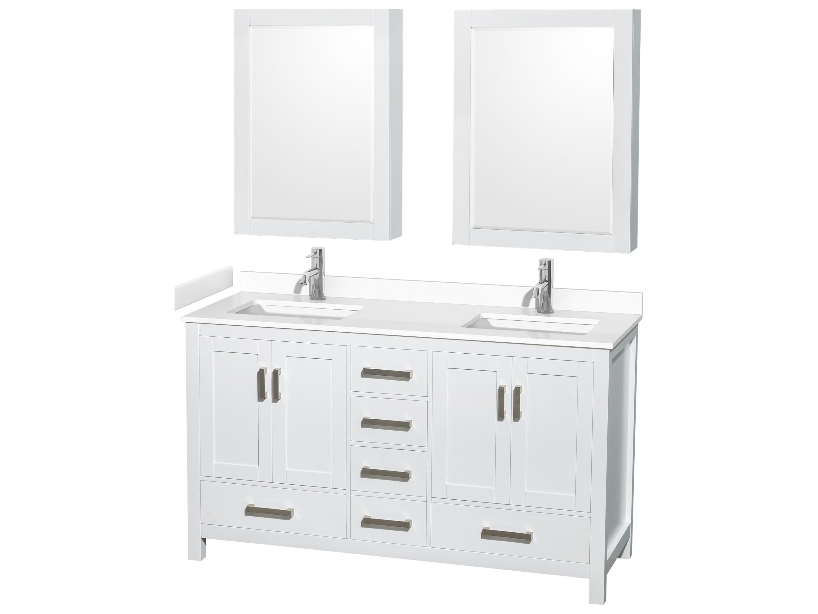 Wyndham Collection Sheffield 60" White Vanity with Medicine Cabinet