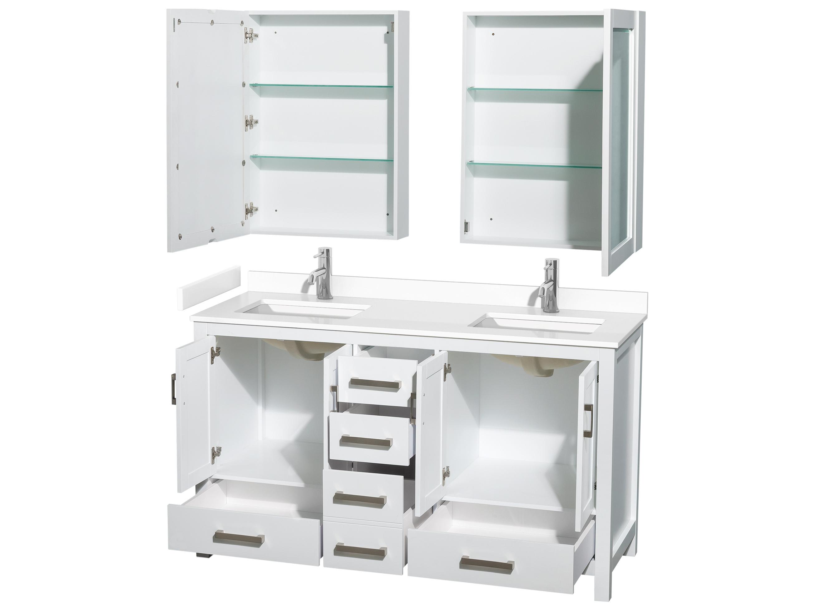 Wyndham Collection Sheffield 60" White Vanity with Medicine Cabinet