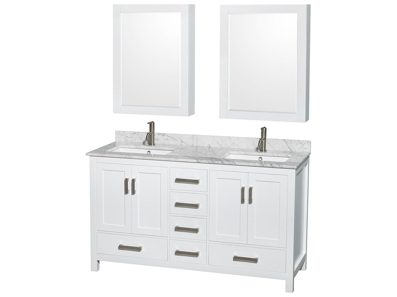 Wyndham Collection Sheffield 60" White Vanity with Medicine Cabinet
