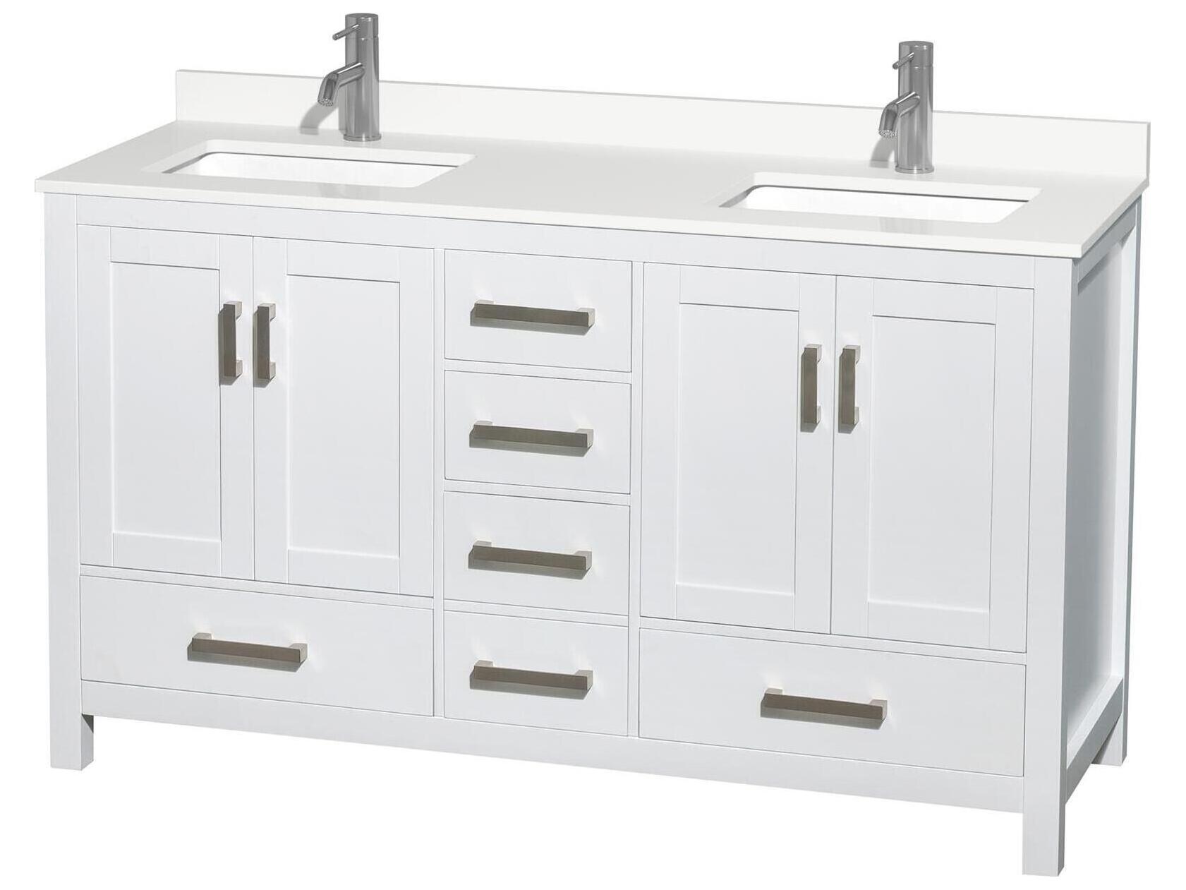 Wyndham Collection Sheffield 60" White Vanity