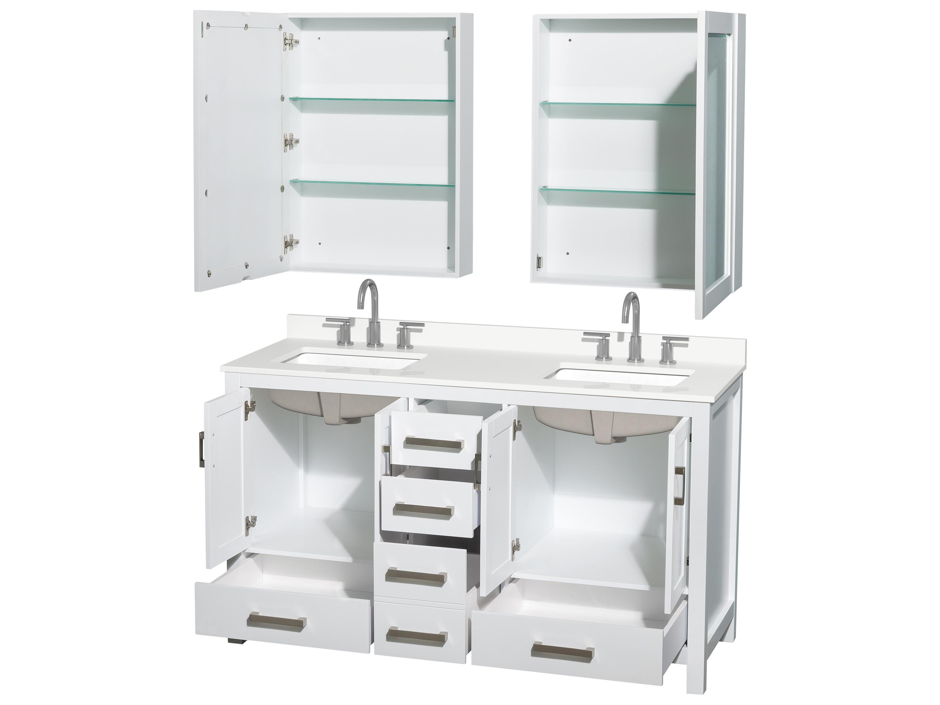 Wyndham Collection Sheffield 60" White Vanity with Medicine Cabinet