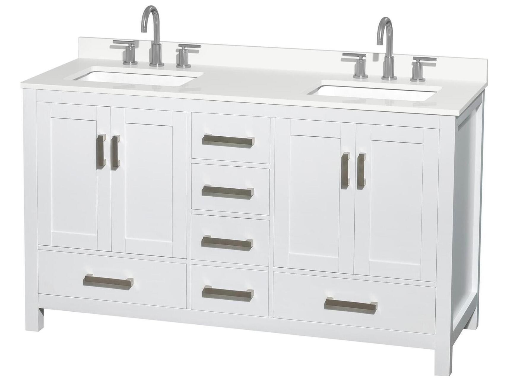 Wyndham Collection Sheffield 60" White Vanity