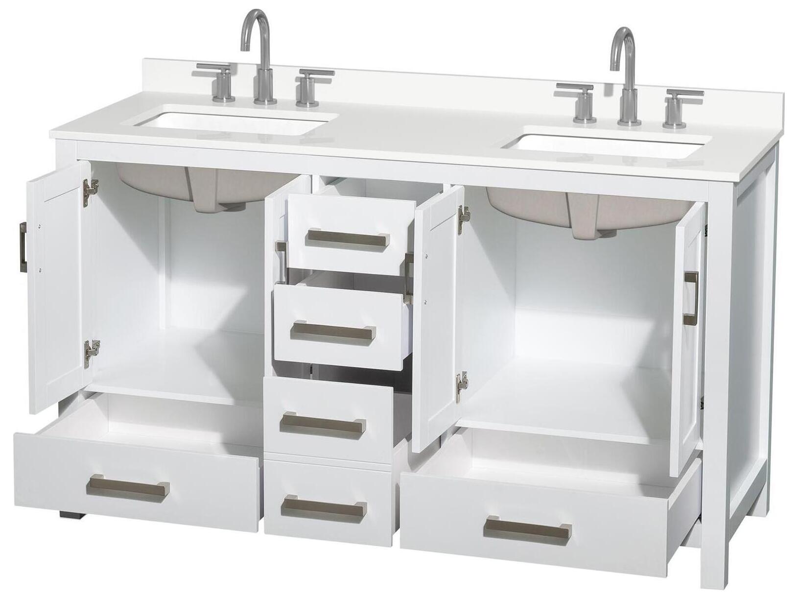 Wyndham Collection Sheffield 60" White Vanity