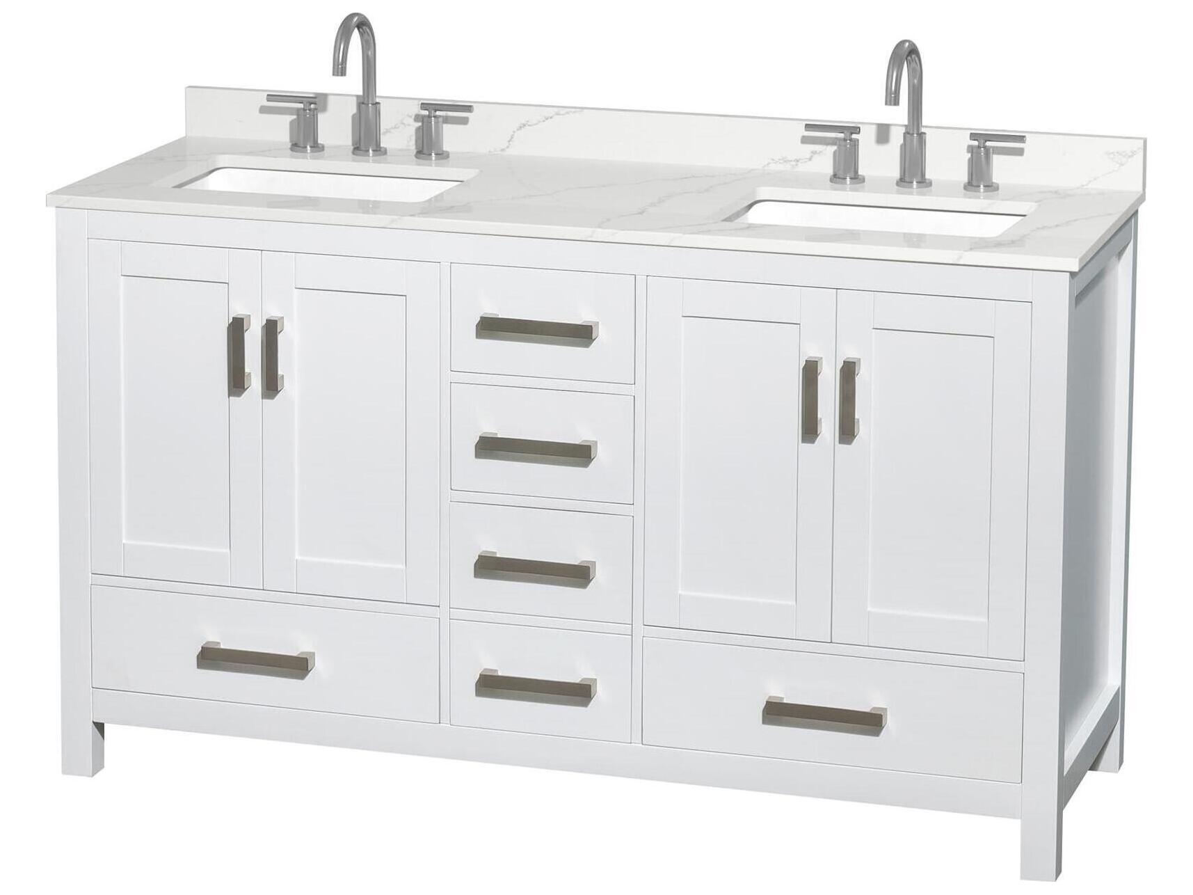 Wyndham Collection Sheffield 60" White Vanity
