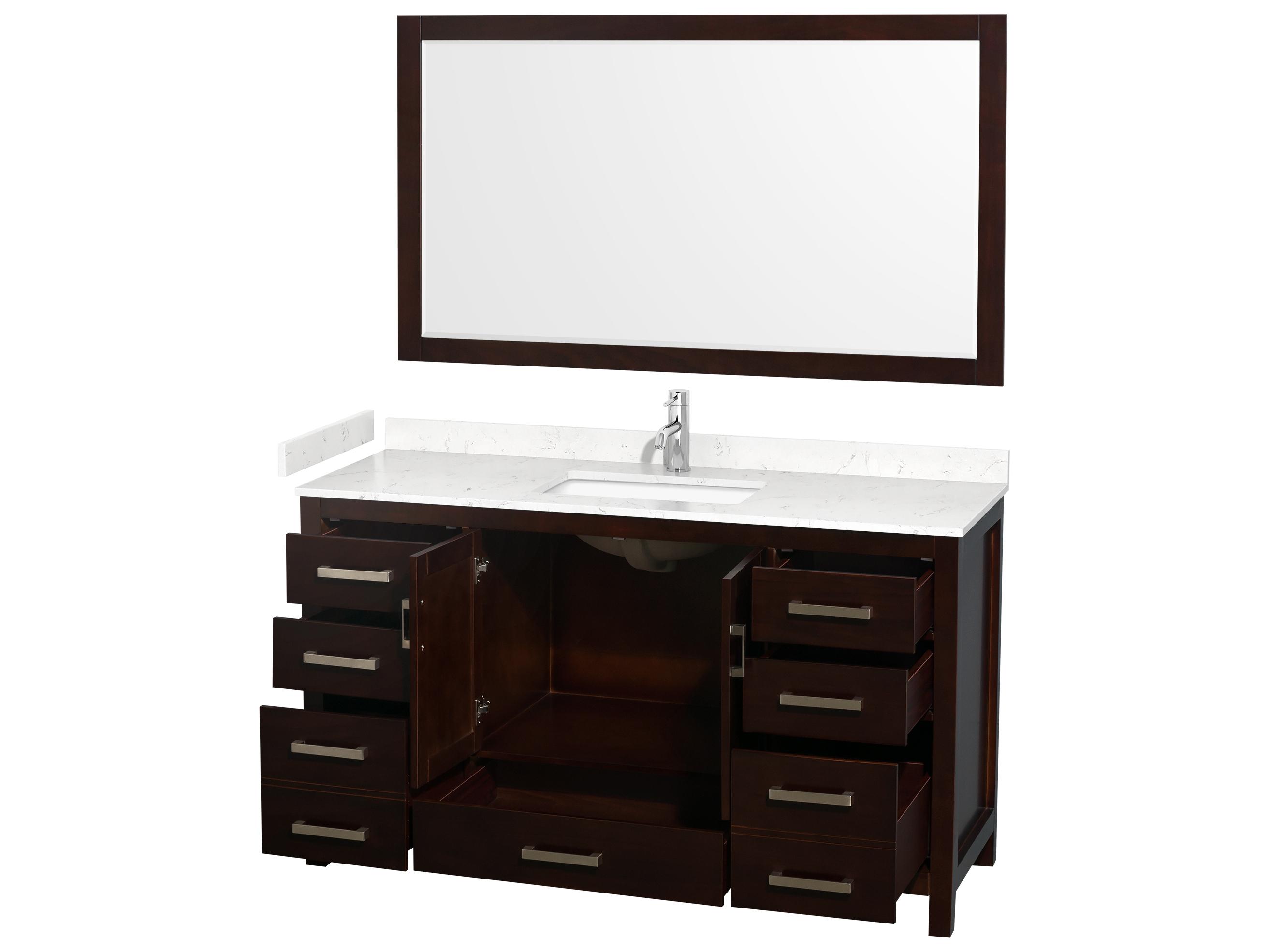Wyndham Collection Sheffield 60" Espresso Vanity with 58" Mirror