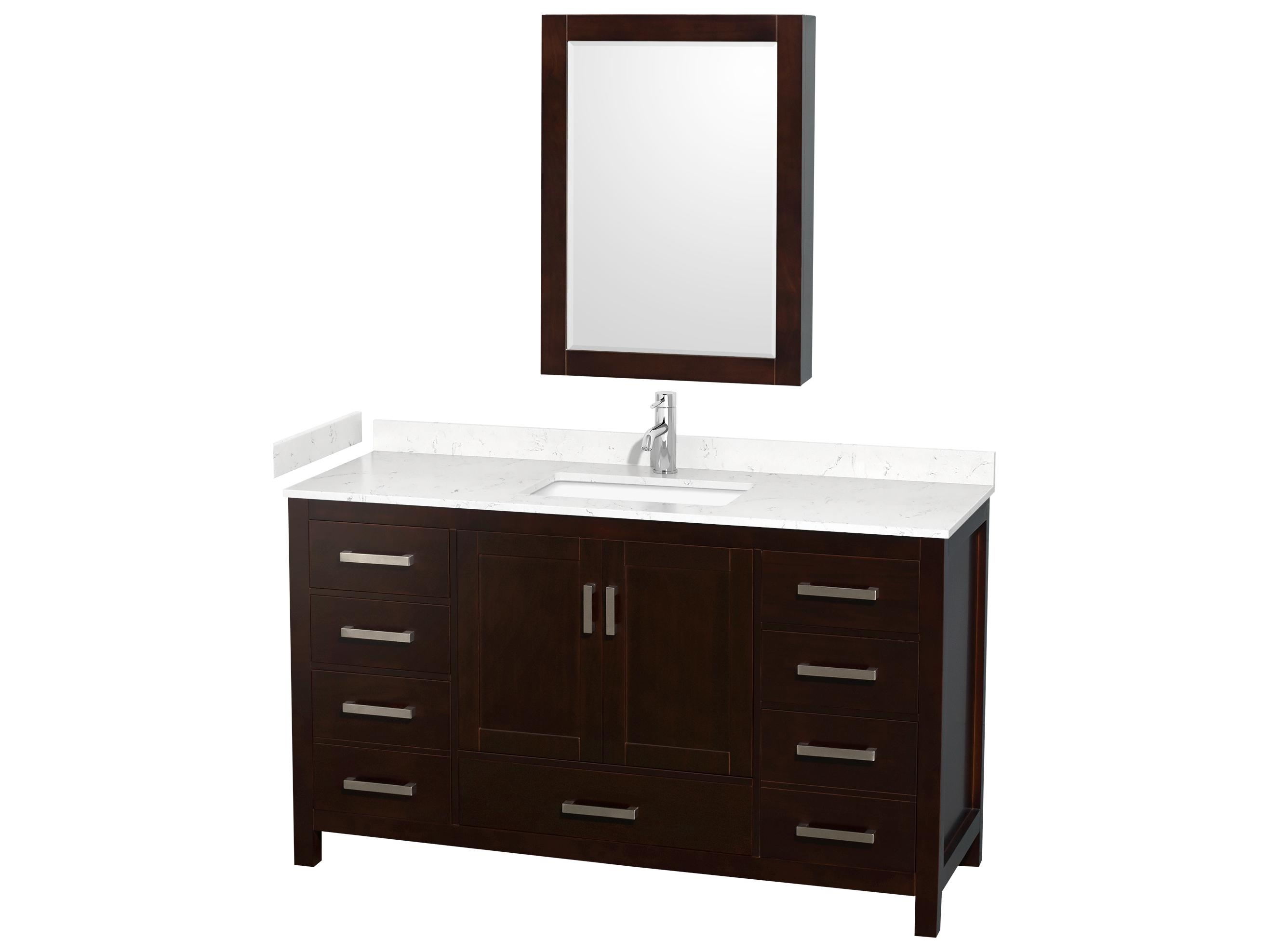 Wyndham Collection Sheffield 60" Espresso Vanity with Medicine Cabinet