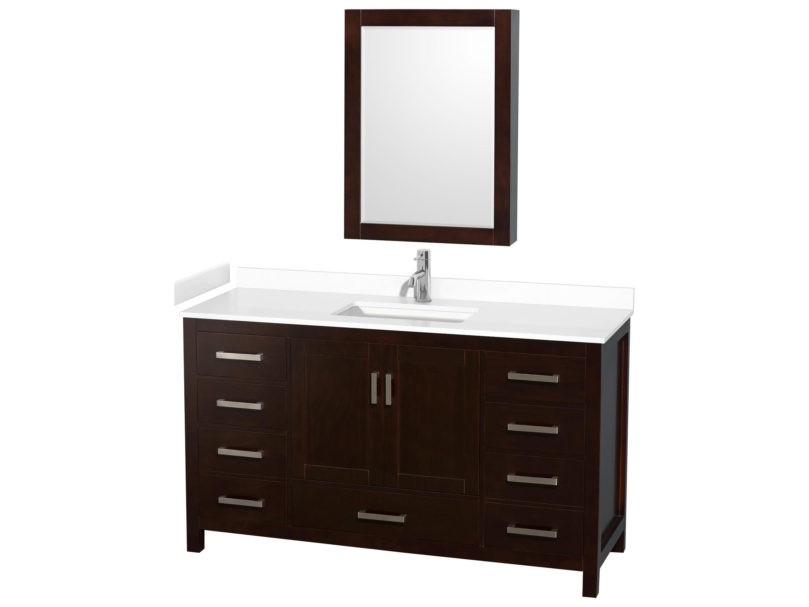 Wyndham Collection Sheffield 60" Espresso Vanity with Medicine Cabinet