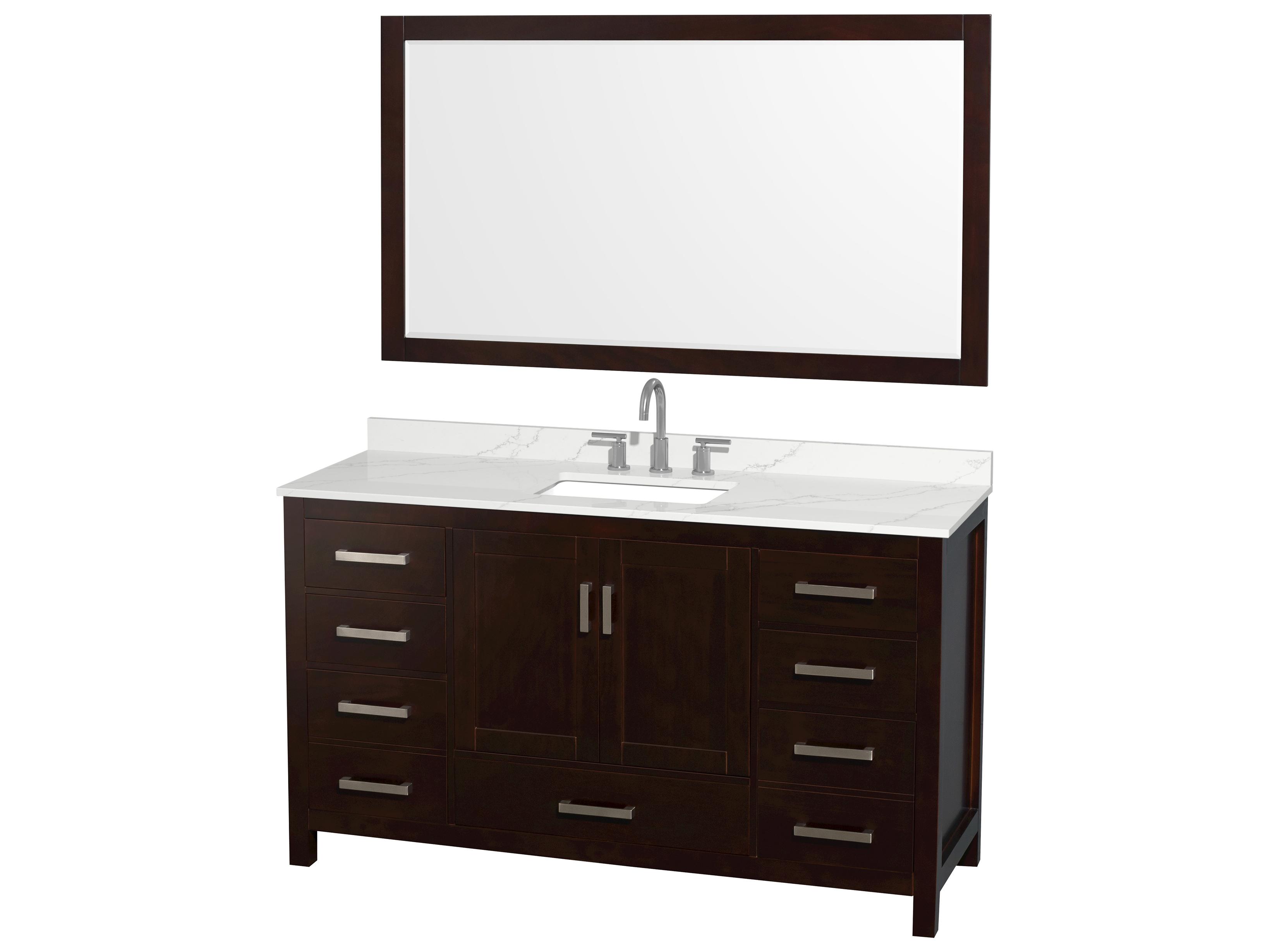 Wyndham Collection Sheffield 60" Espresso Vanity with 58" Mirror