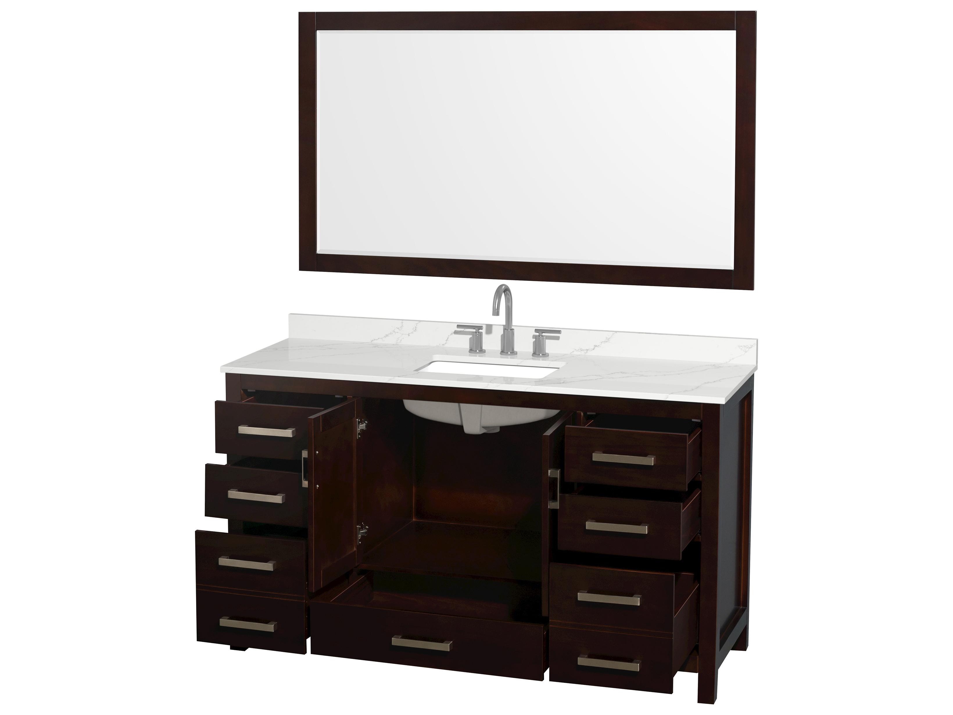 Wyndham Collection Sheffield 60" Espresso Vanity with 58" Mirror