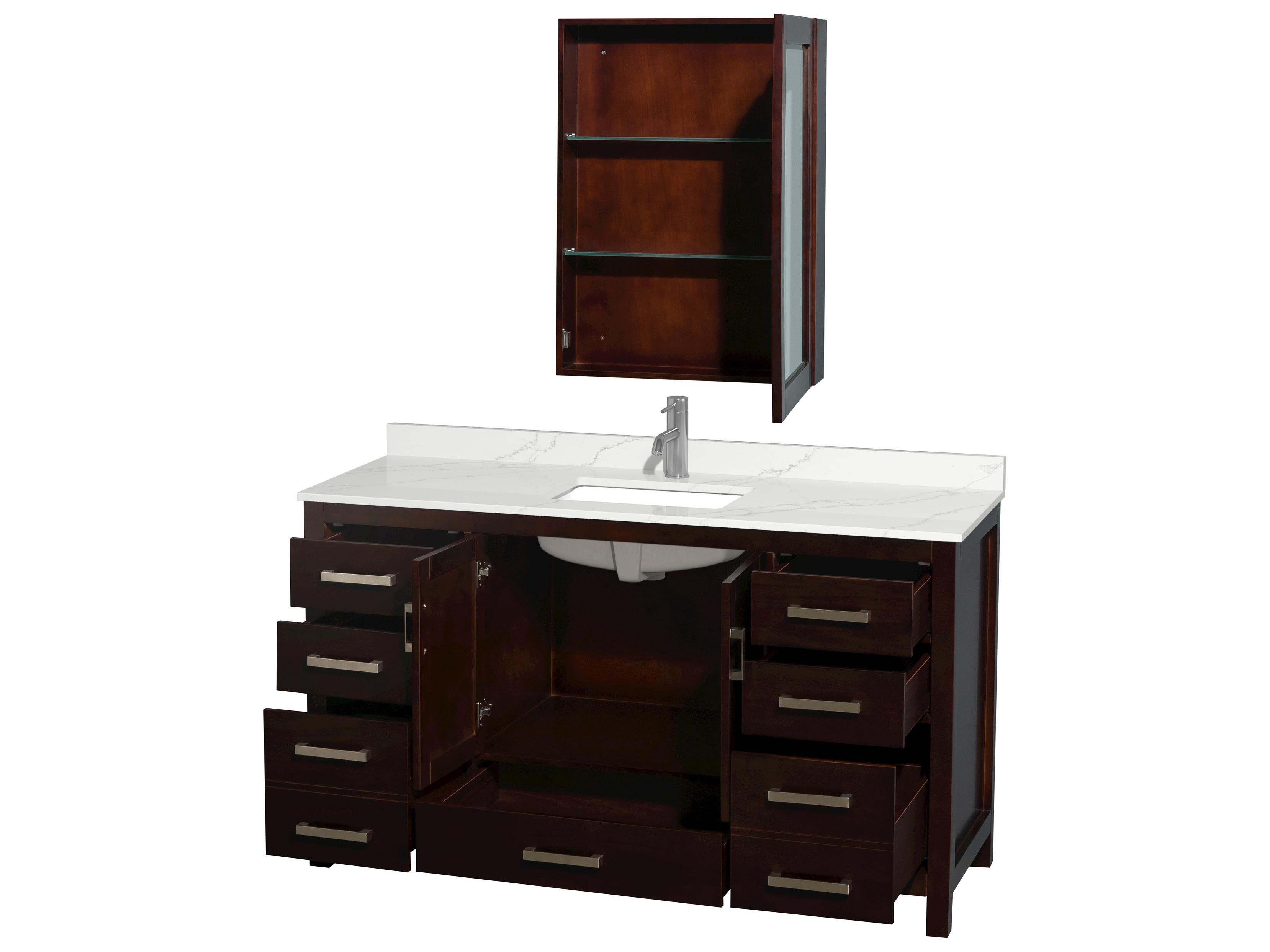 Wyndham Collection Sheffield 60" Espresso Vanity with Medicine Cabinet