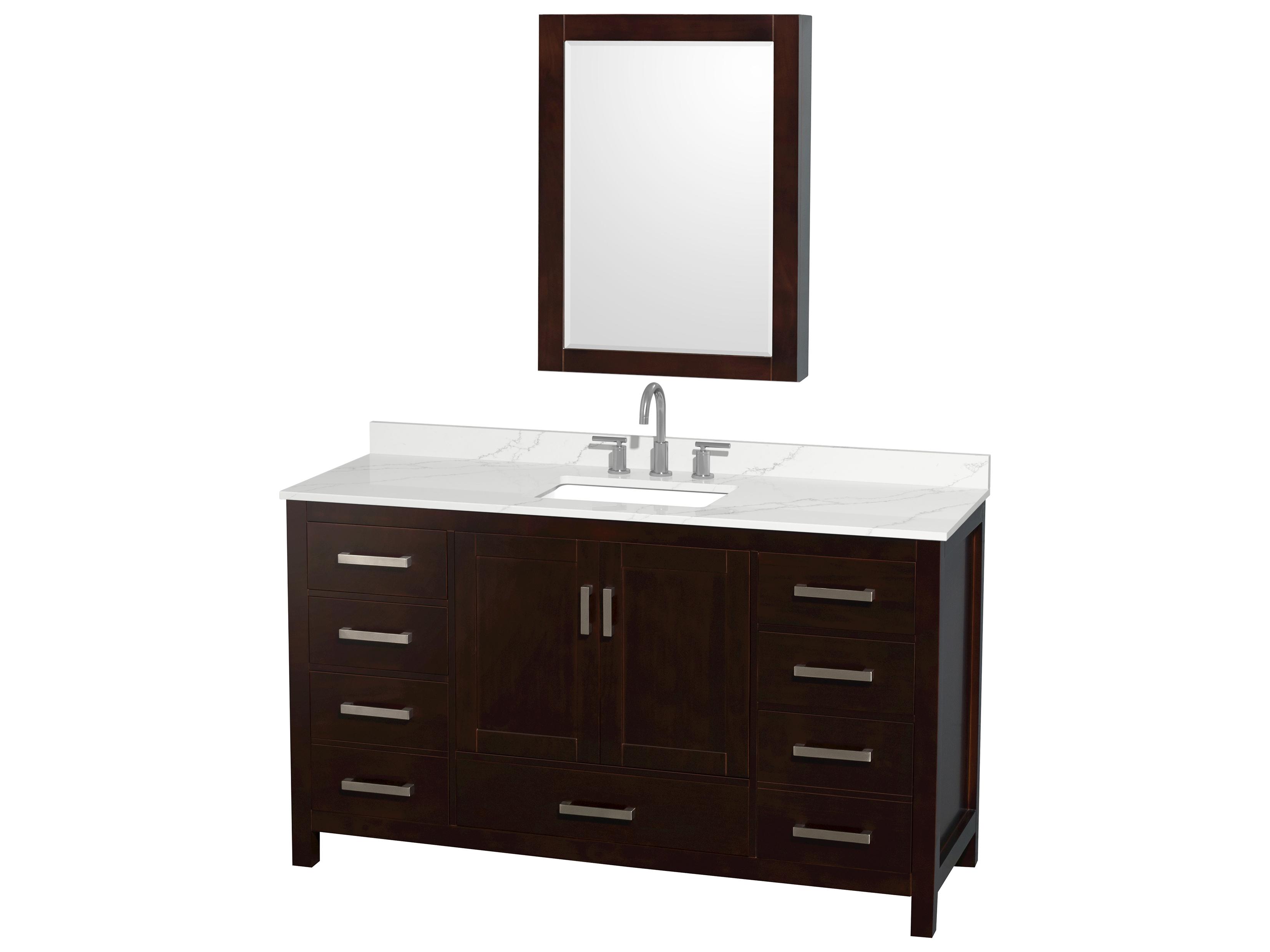 Wyndham Collection Sheffield 60" Espresso Vanity with Medicine Cabinet