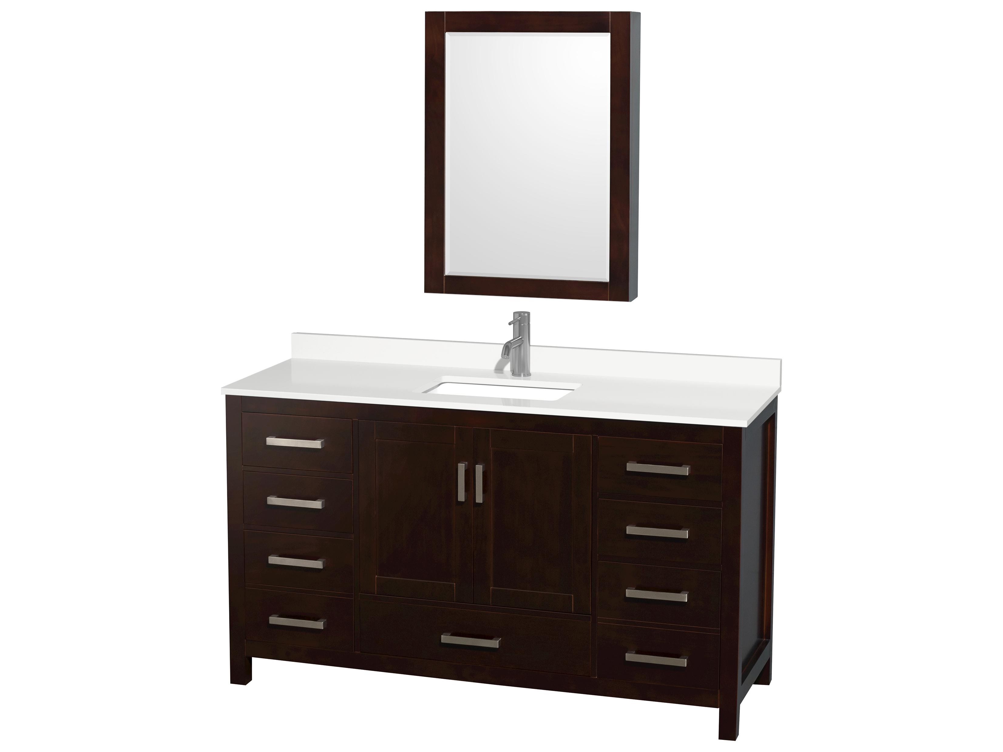 Wyndham Collection Sheffield 60" Espresso Vanity with Medicine Cabinet