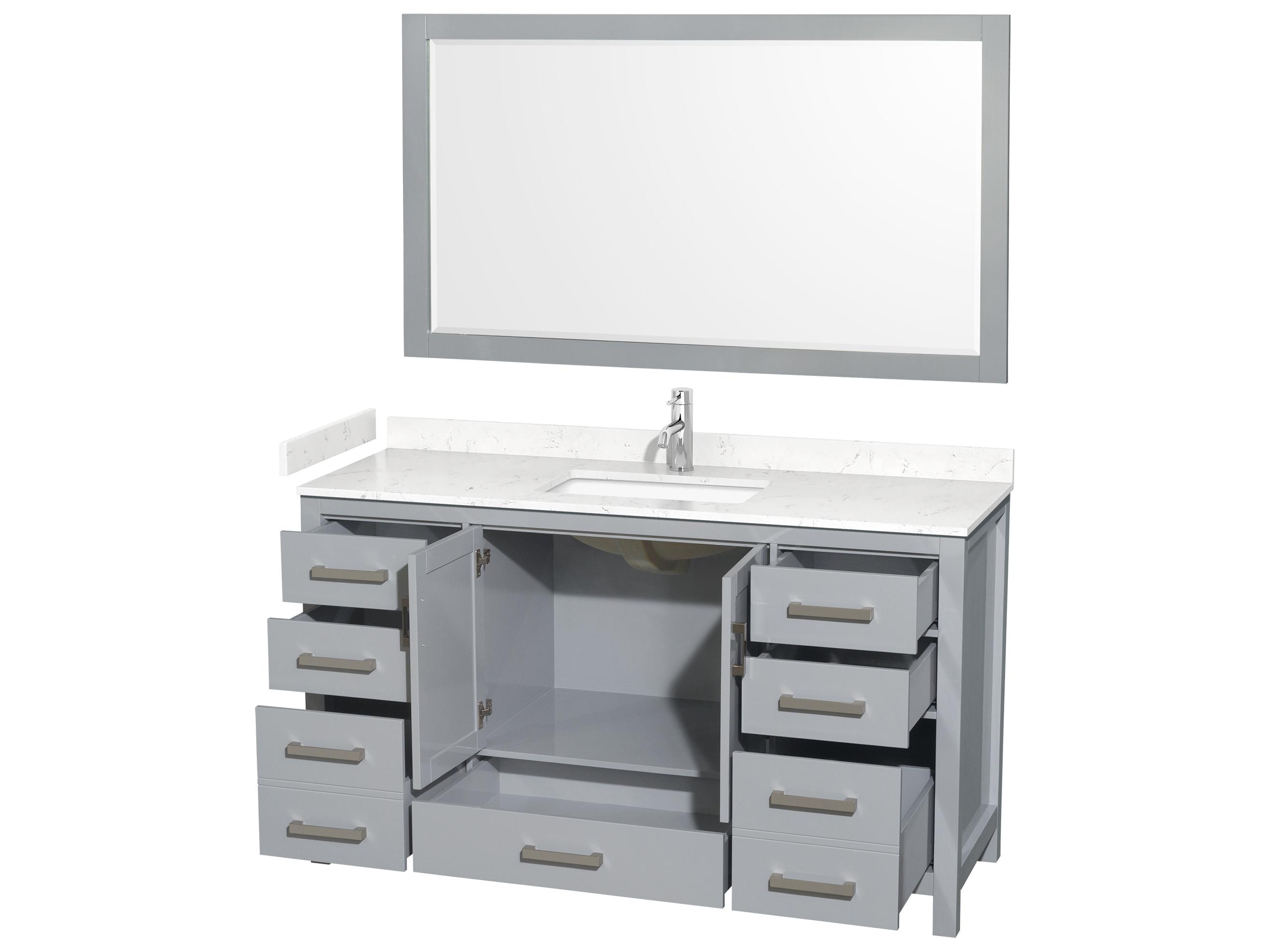 Wyndham Collection Sheffield 60" Gray Vanity with 58" Mirror