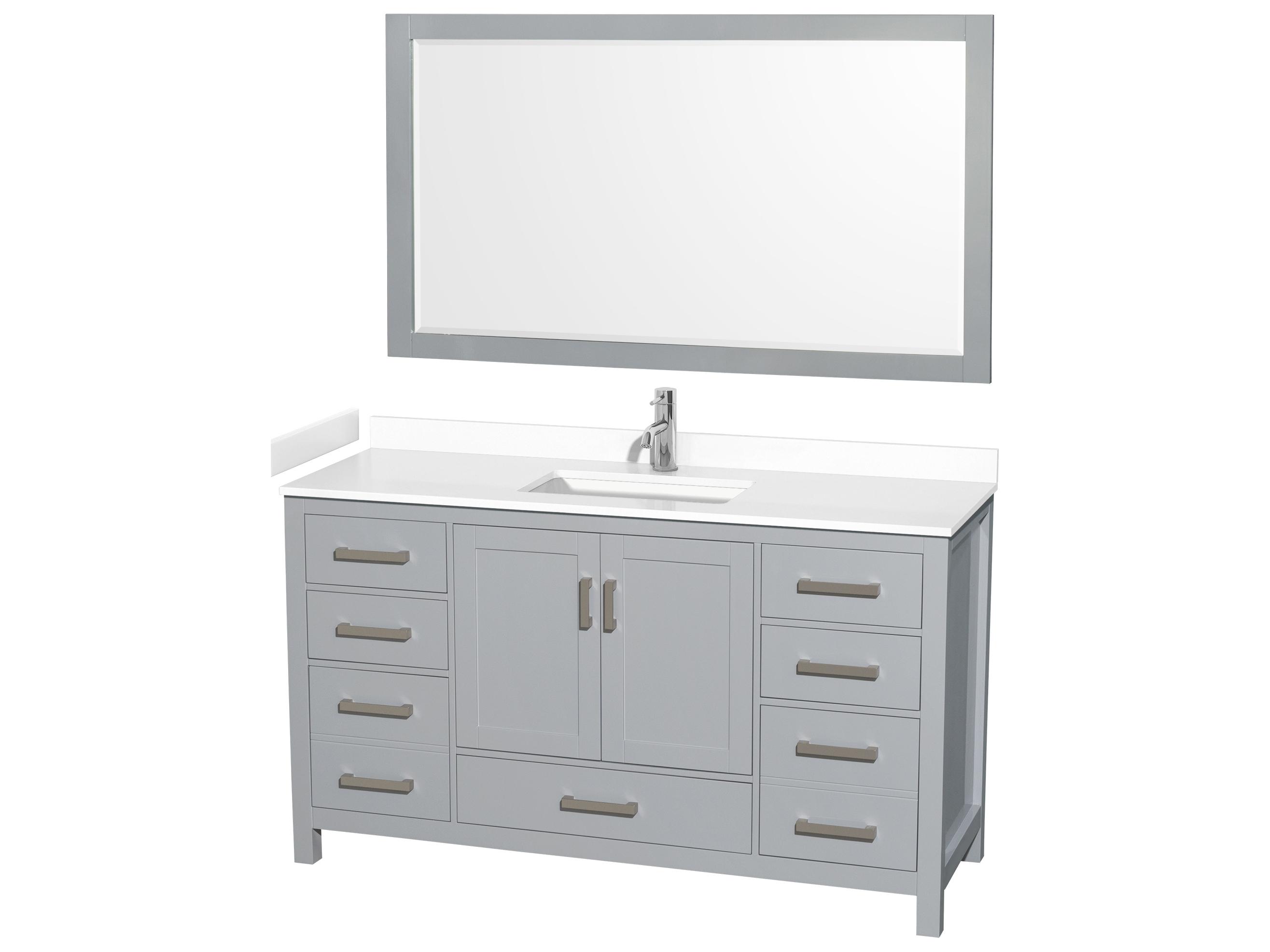 Wyndham Collection Sheffield 60" Gray Vanity with 58" Mirror